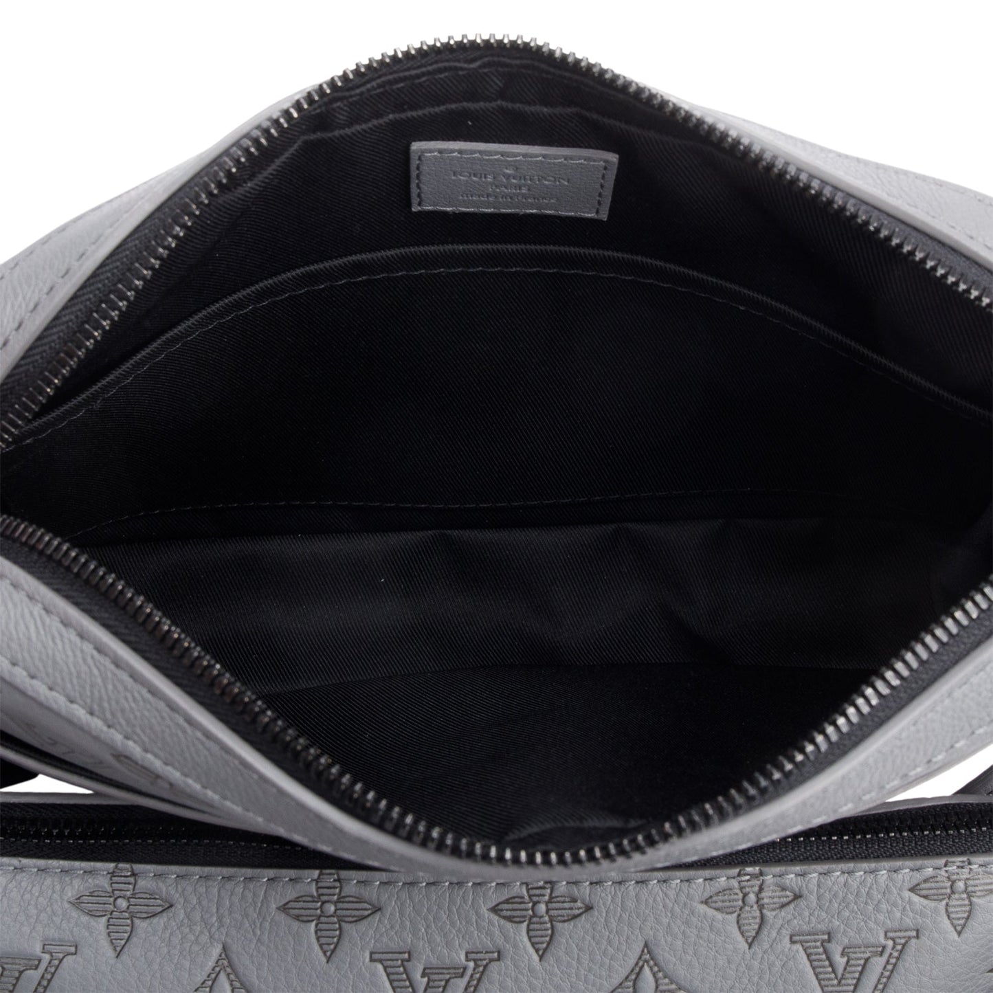 Louis Vuitton Grey Monogram Shadow Embossed Calfskin Leather Trio Messenger Bag