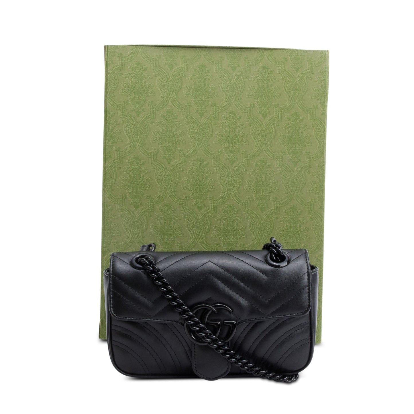 Gucci Black Monochrome GG Marmont Matelasse Small Shoulder Bag