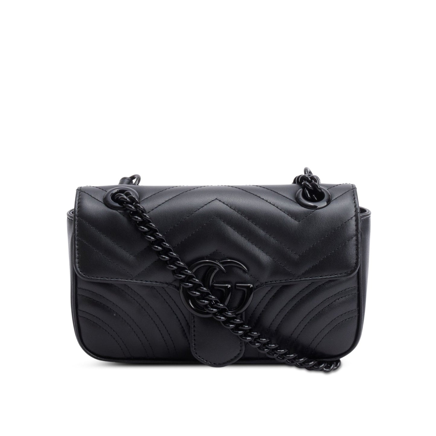Gucci Black Monochrome GG Marmont Matelasse Small Shoulder Bag