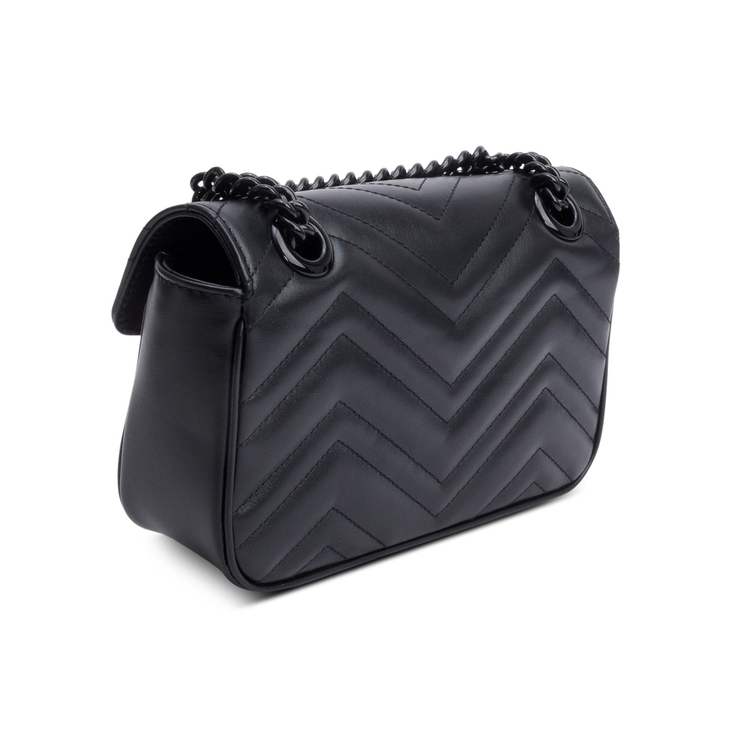 Gucci Black Monochrome GG Marmont Matelasse Small Shoulder Bag
