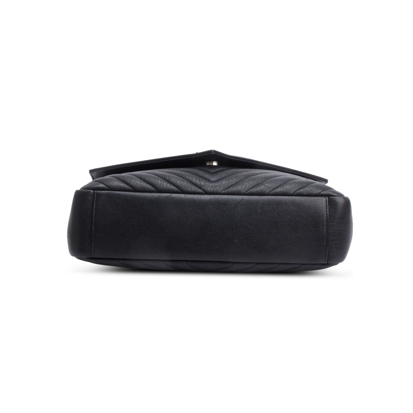 Saint Laurent Black Leather Large Chevron College Bag