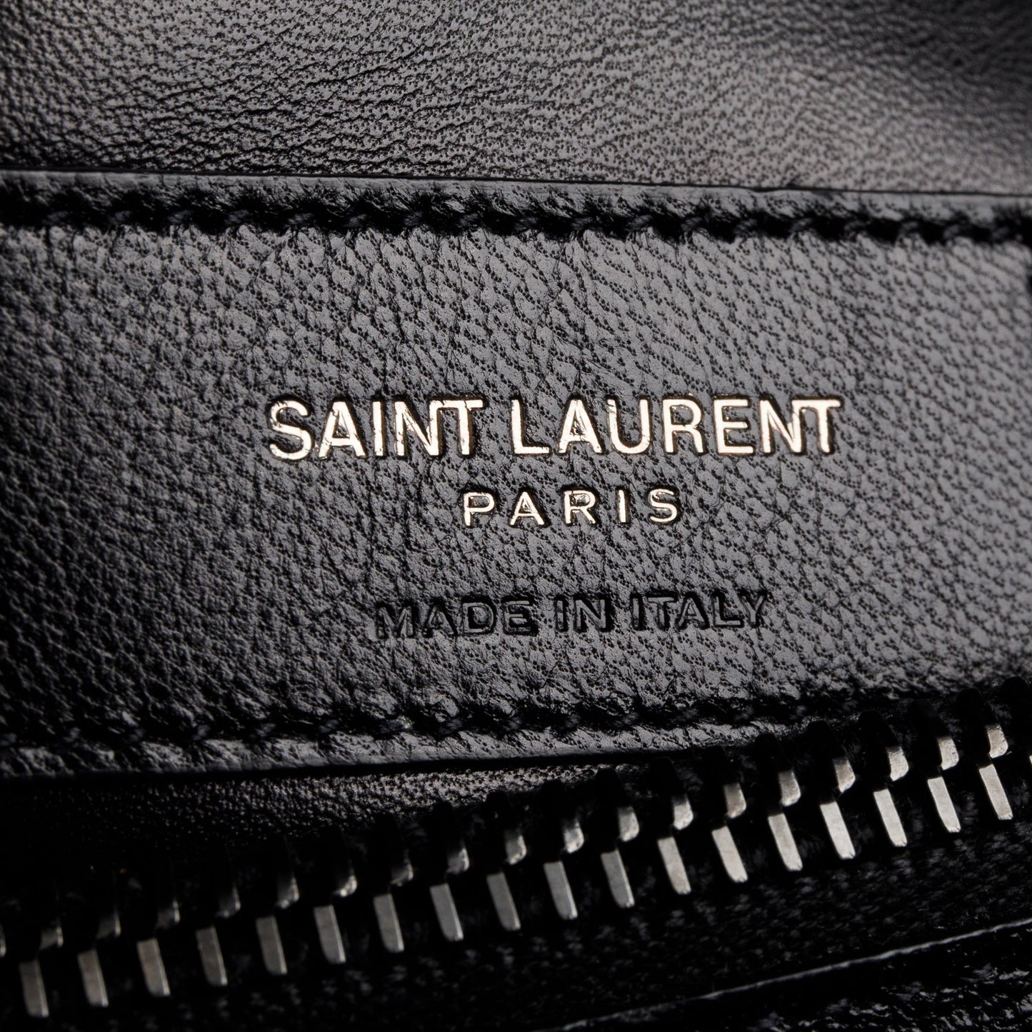 Saint Laurent Black Leather Large Chevron College Bag