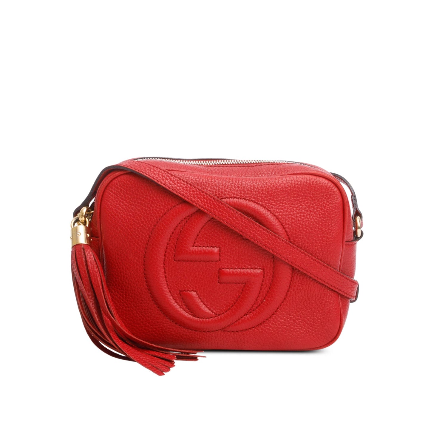 Gucci Red Pebbled Calfskin Leather Small Soho Disco Bag