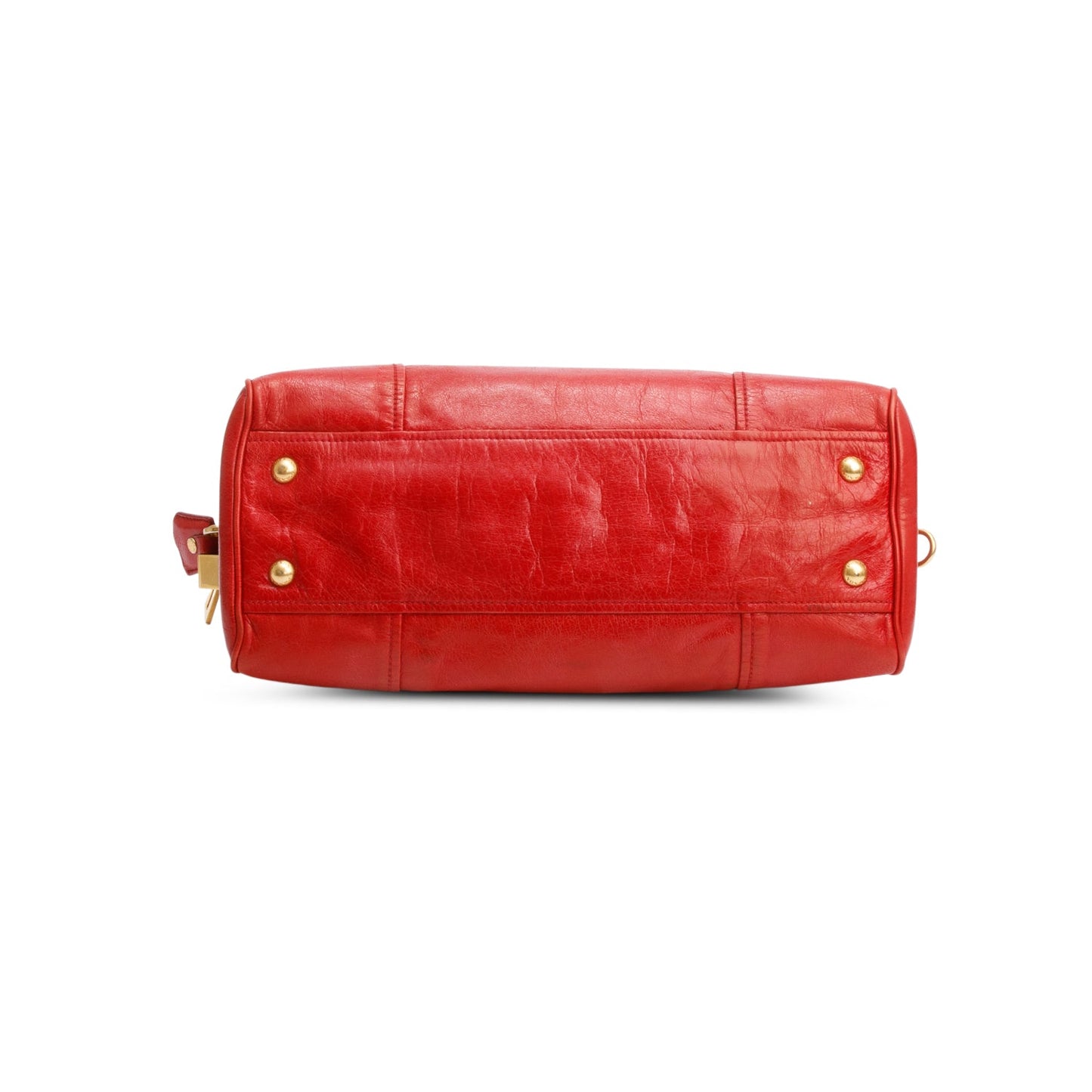 Prada Red Vitello Shine Leather Bauletto