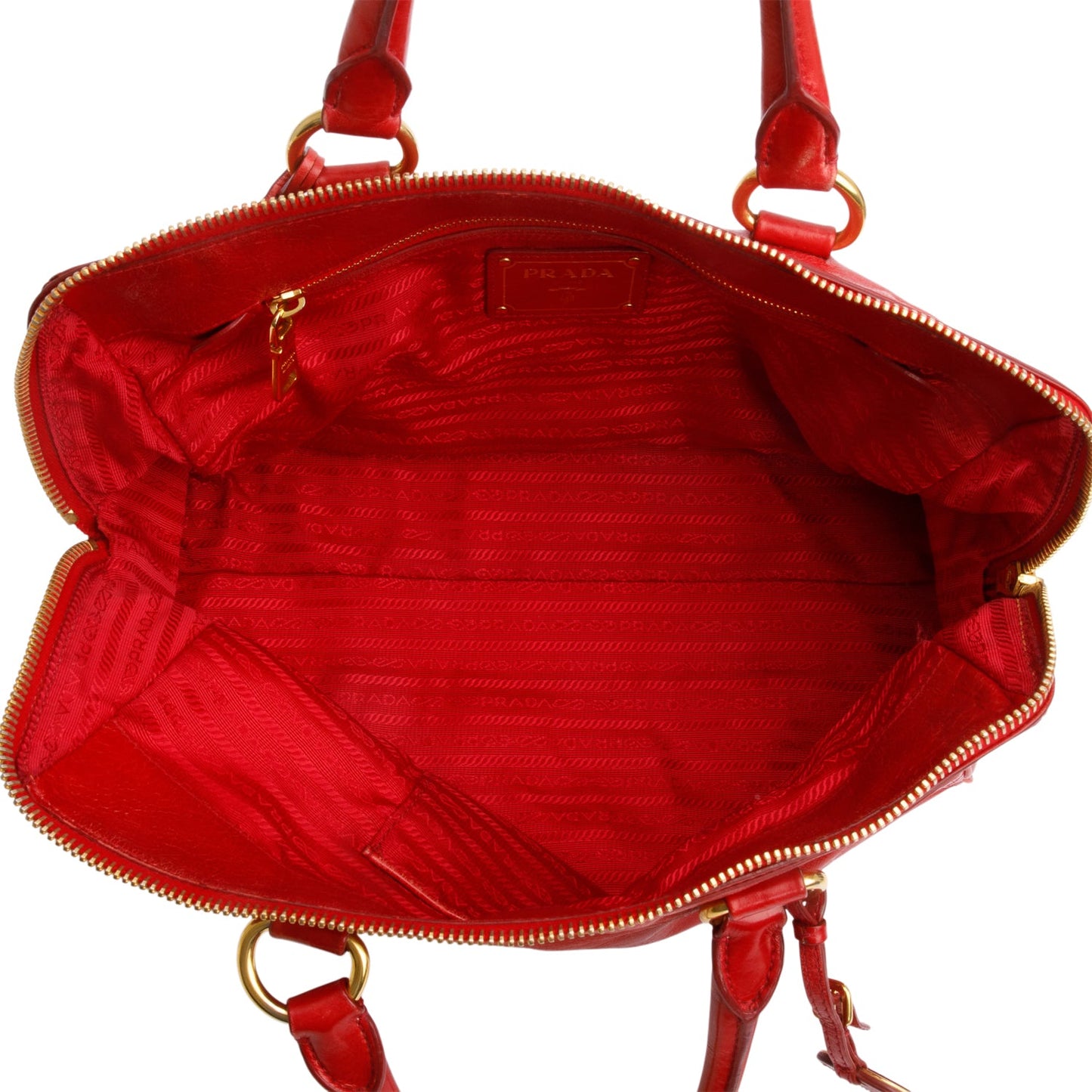 Prada Red Vitello Shine Leather Bauletto
