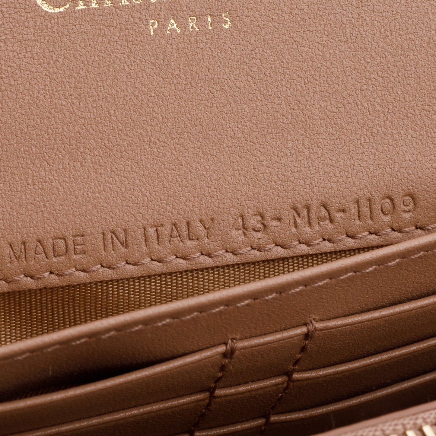 Christian Dior Beige Crinkled Leather 30 Montaigne Wallet on Chain