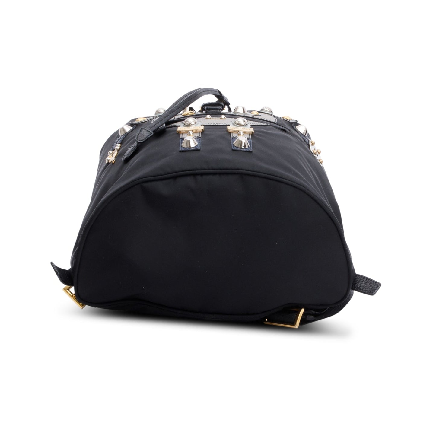 Prada Black Tessuto Nylon Grey Saffiano Leather Trim Robot Backpack