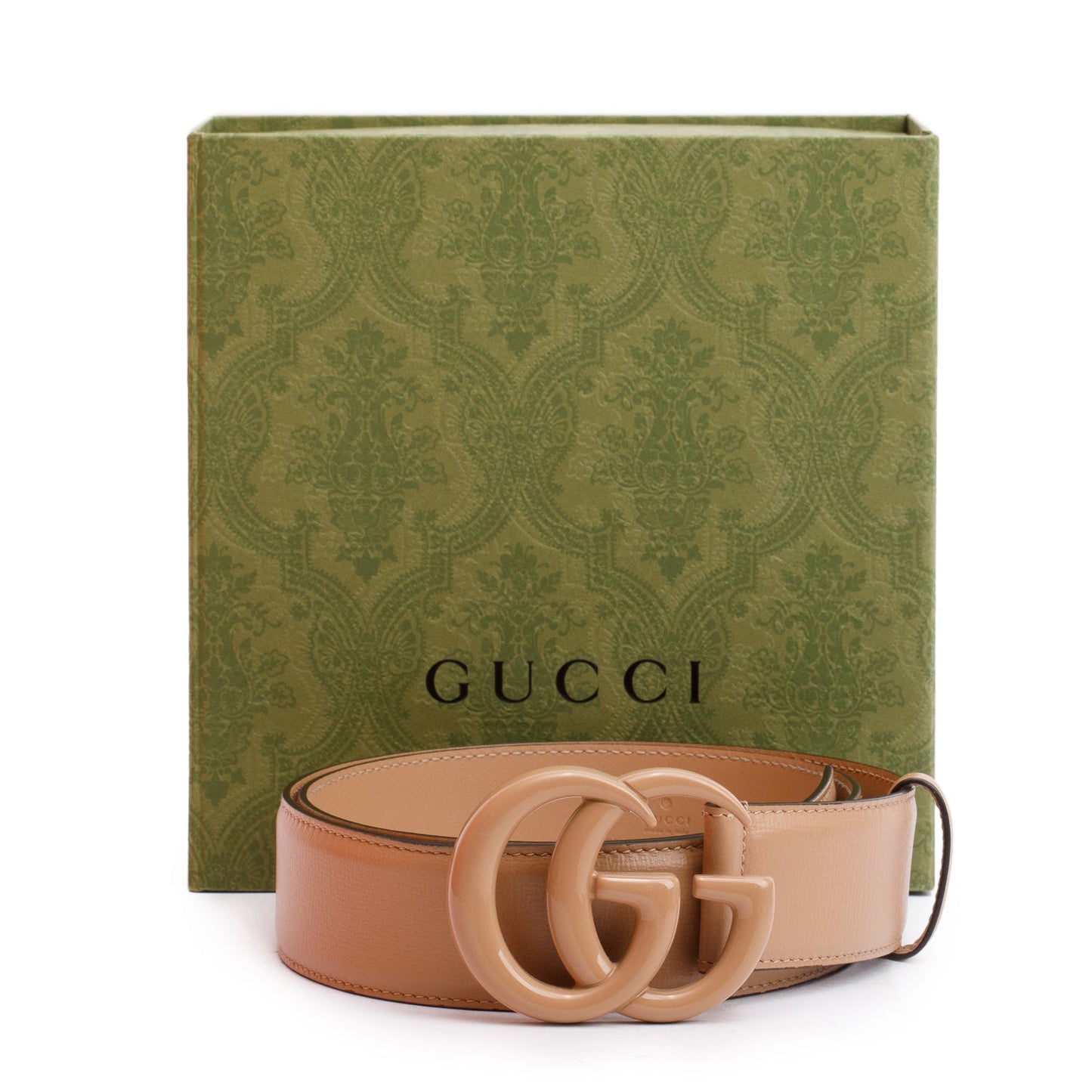 Gucci Beige Monochrome GG Marmont Wide Leather Belt 85 34