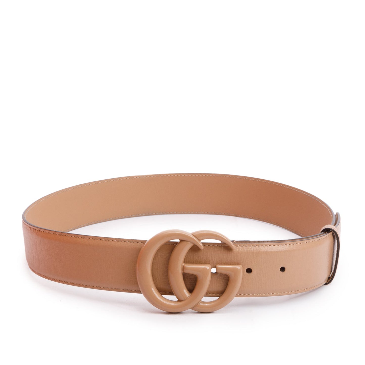 Gucci Beige Monochrome GG Marmont Wide Leather Belt 85 34