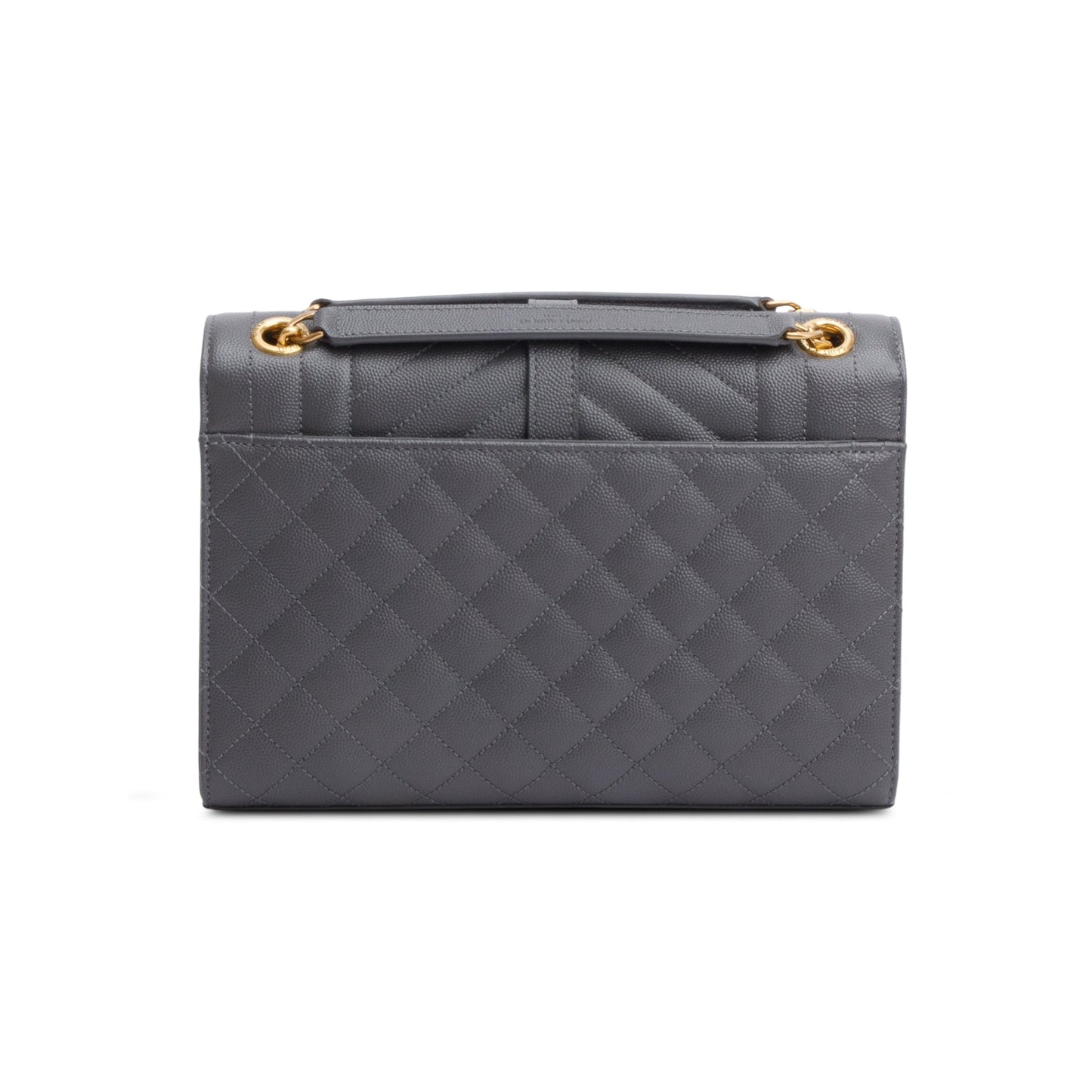 Saint Laurent 2022 Grey Grained De Poudre Medium Envelope Shoulder Bag