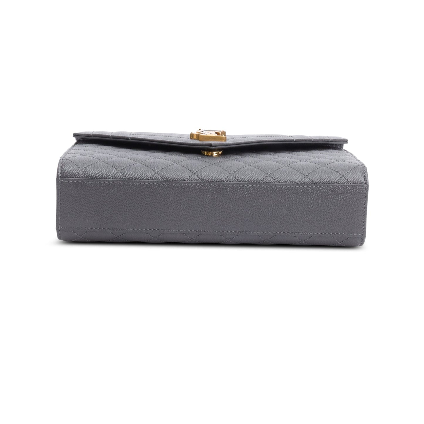 Saint Laurent 2022 Grey Grained De Poudre Medium Envelope Shoulder Bag