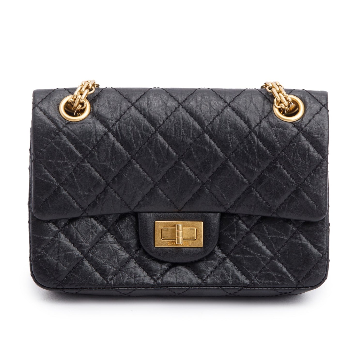 Chanel Black Quilted Aged Calfskin Leather Mini 2.55 Reissue Flap Bag