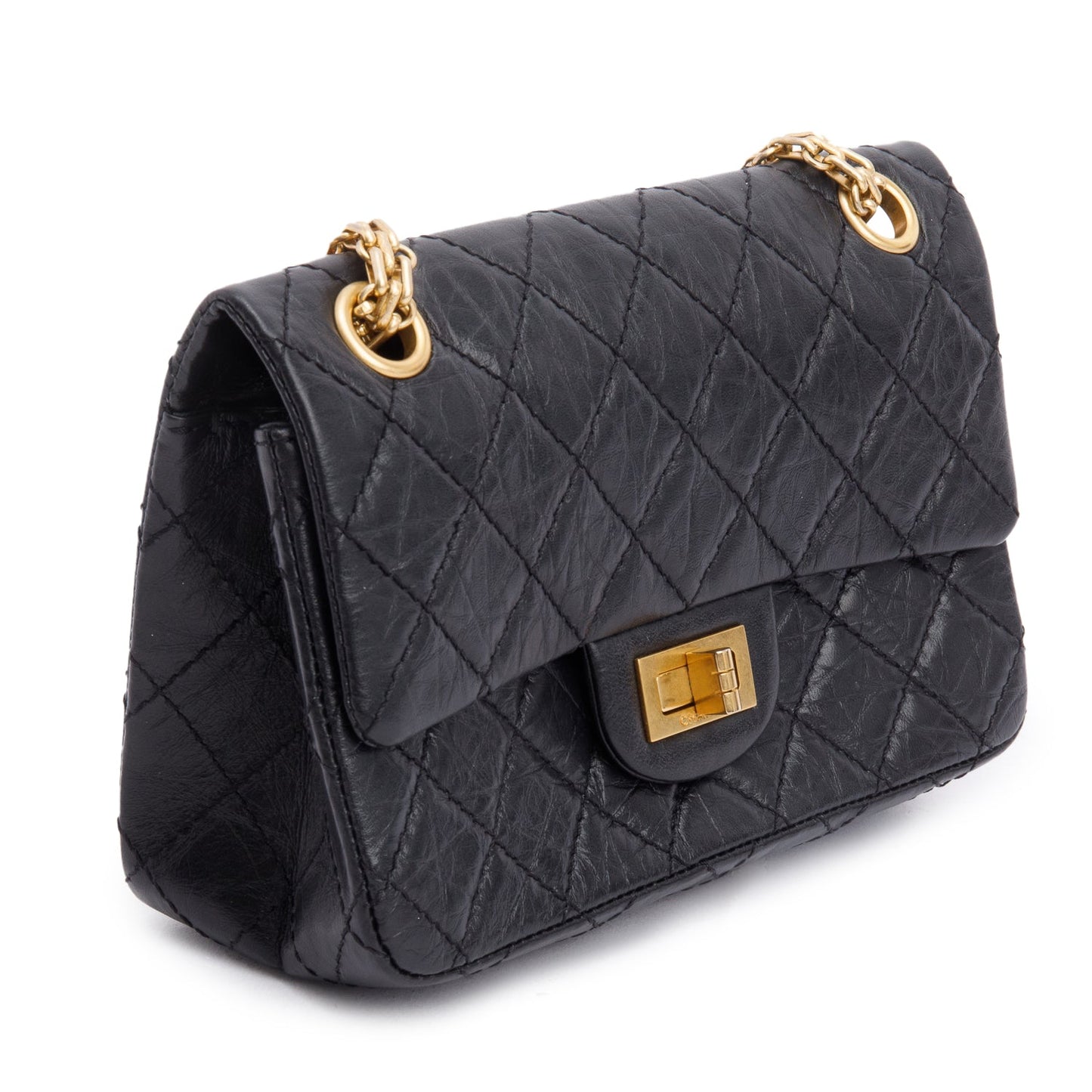Chanel Black Quilted Aged Calfskin Leather Mini 2.55 Reissue Flap Bag