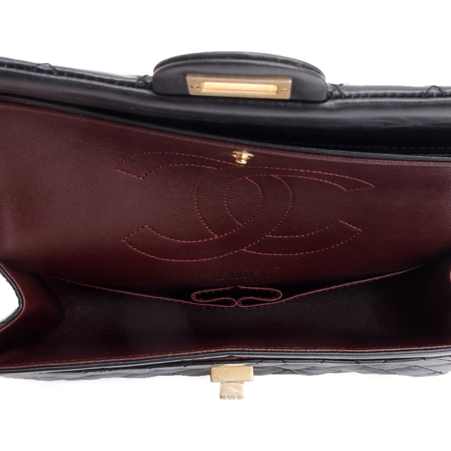 Chanel Black Aged Calfskin Leather 2.55 Reissue 225 Double Flap Bag