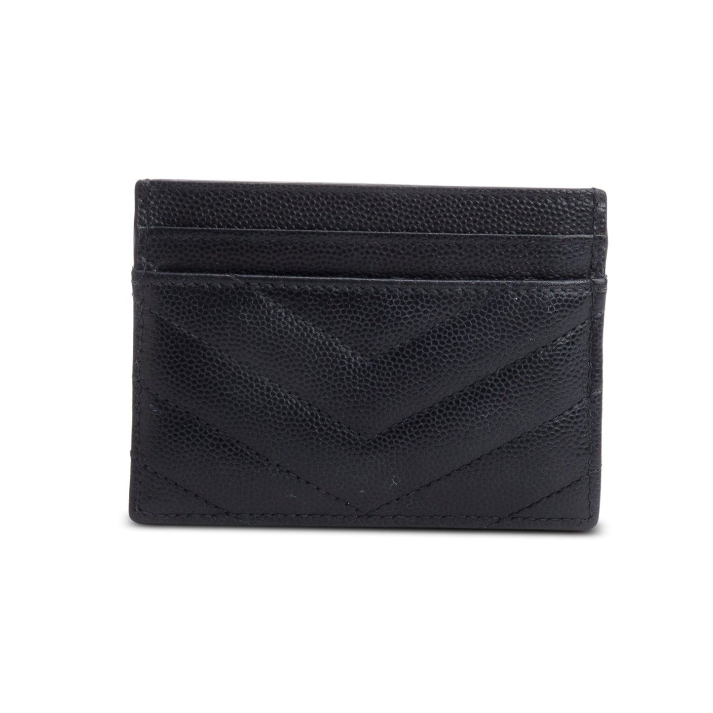 Saint Laurent 2020 Black Grain de Poudre Matelasse Chevron Leather Cassandre Card Case