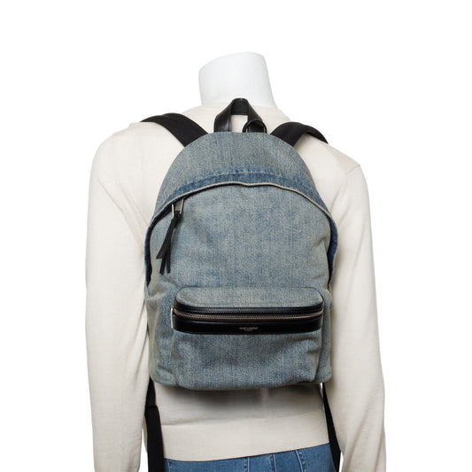 Saint Laurent Blue Denim City Backpack