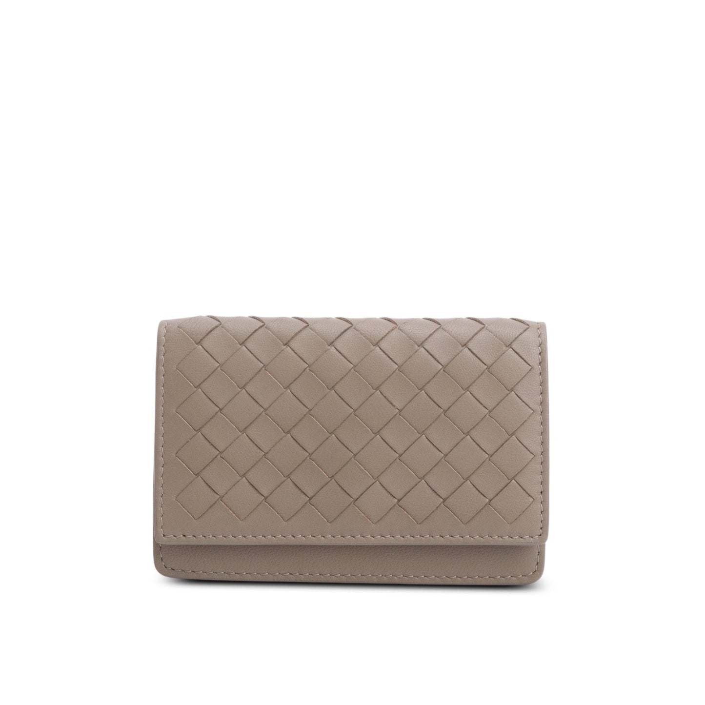 Bottega Veneta Grey Intrecciato Nappa Flap Card Case