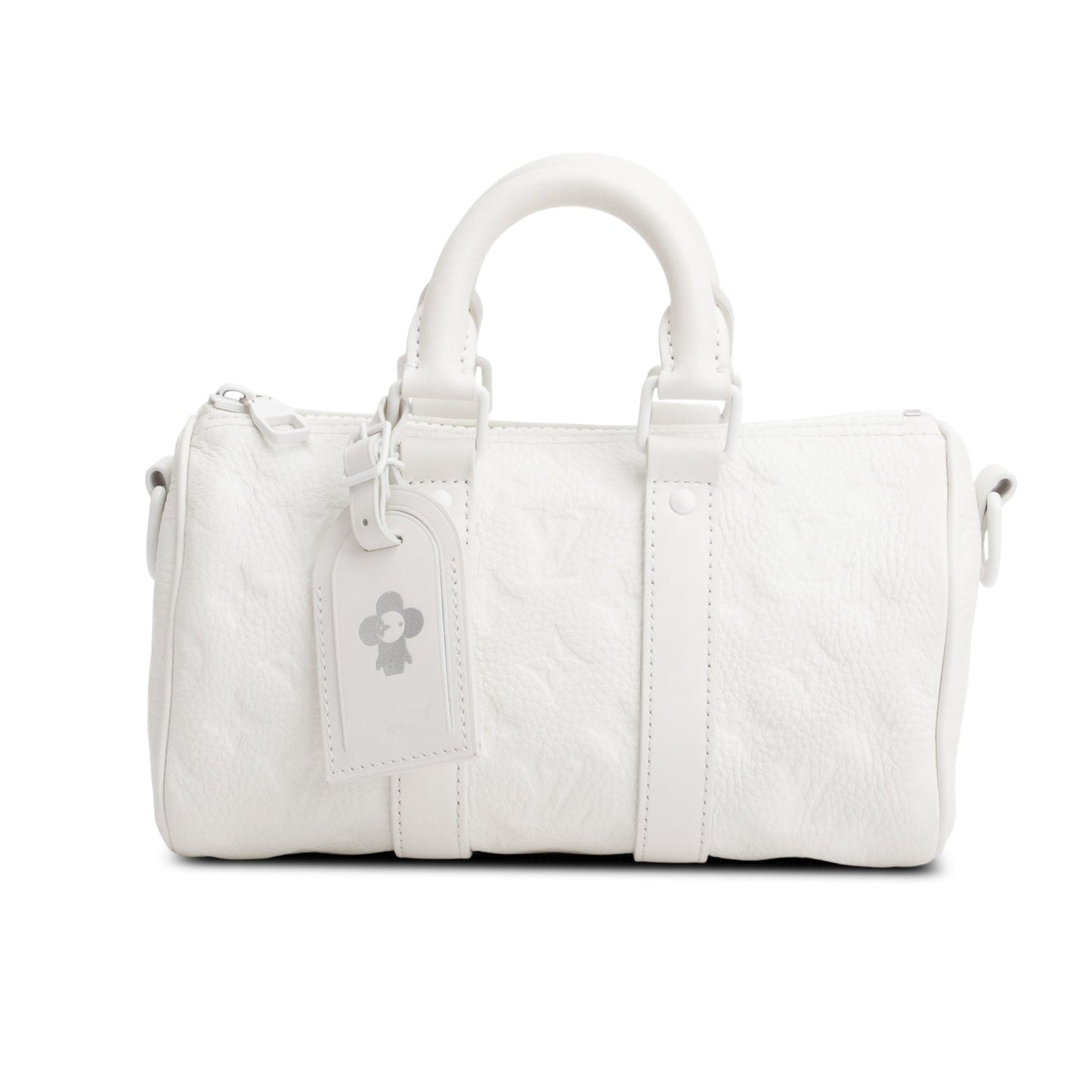 Louis Vuitton 2024 White Monogram Taurillion Leather Keepall Bandouliere 25