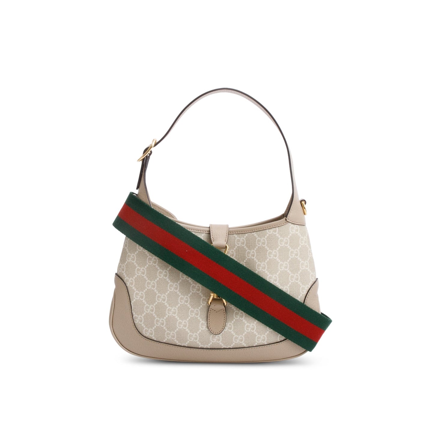 Gucci Neutral GG Supreme Monogram Canvas & Calfskin Leather Small Jackie 1961 Hobo