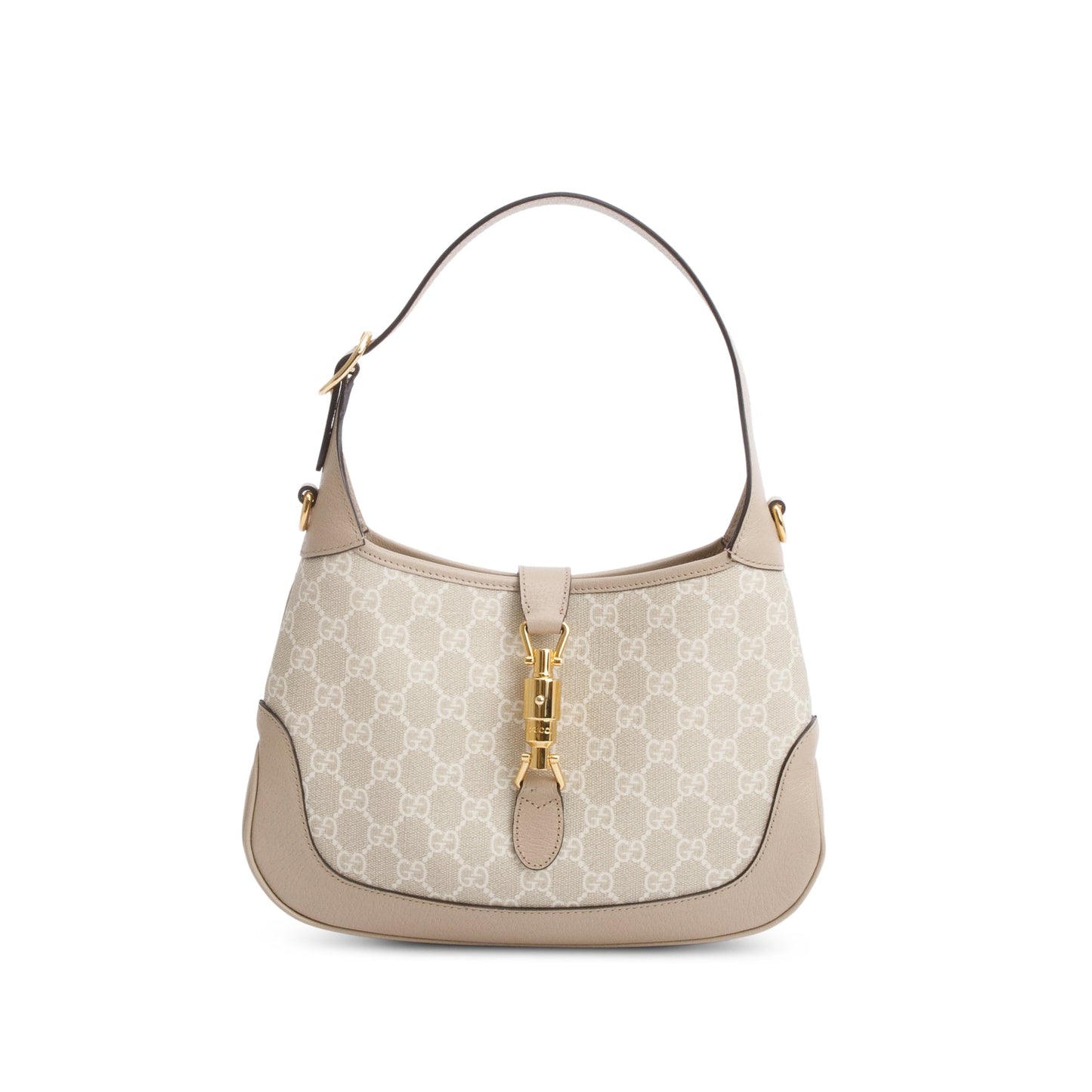 Gucci Neutral GG Supreme Monogram Canvas & Calfskin Leather Small Jackie 1961 Hobo