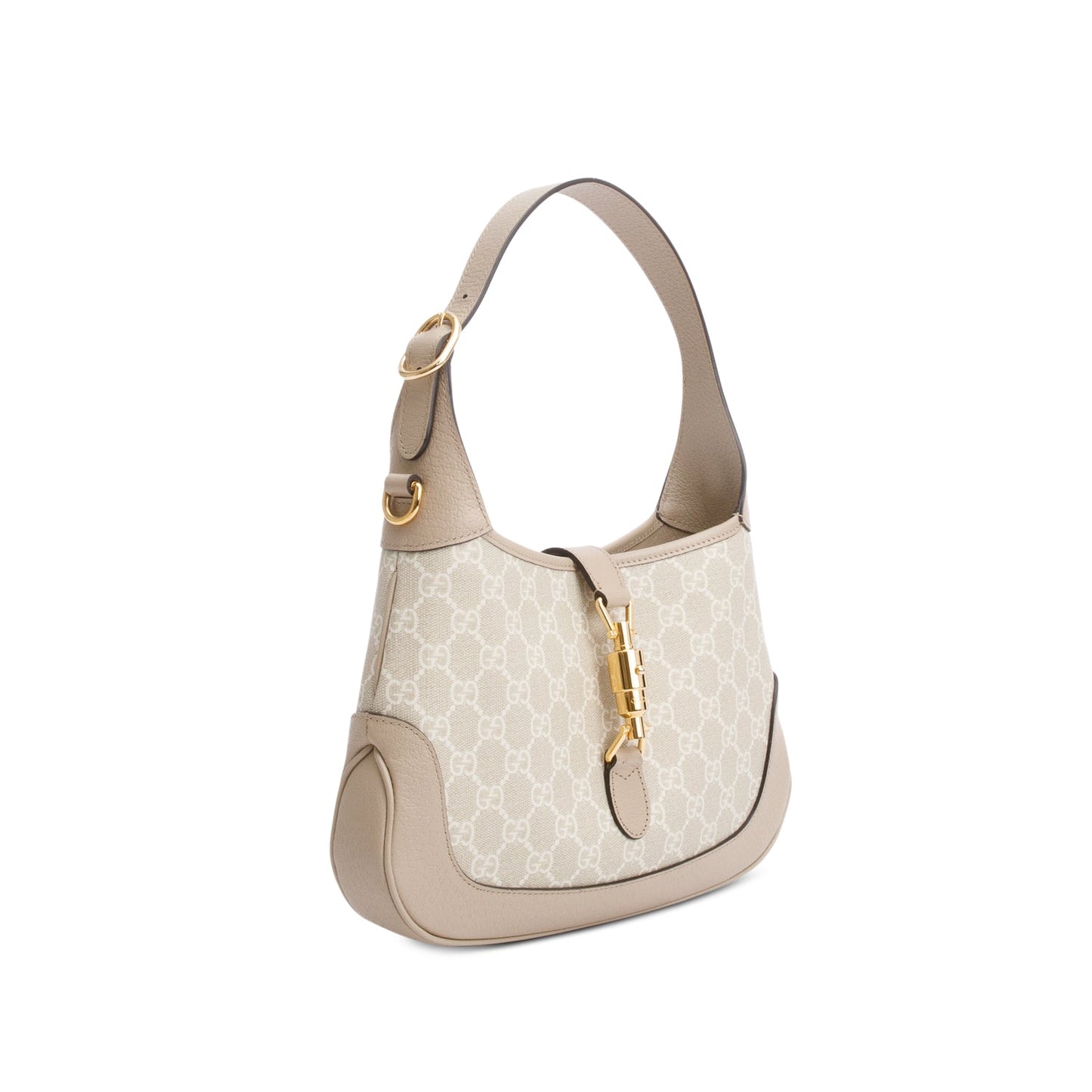 Gucci Neutral GG Supreme Monogram Canvas & Calfskin Leather Small Jackie 1961 Hobo