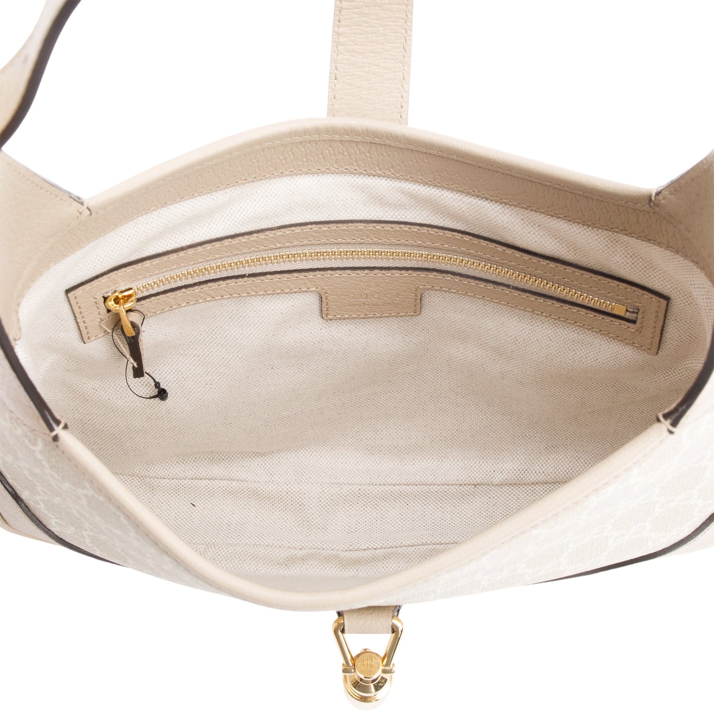 Gucci Neutral GG Supreme Monogram Canvas & Calfskin Leather Small Jackie 1961 Hobo