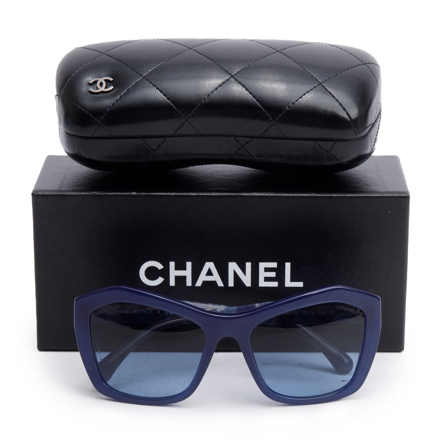 Chanel 5296 Blue Lace Accent Acetate CC Logo Sunglasses