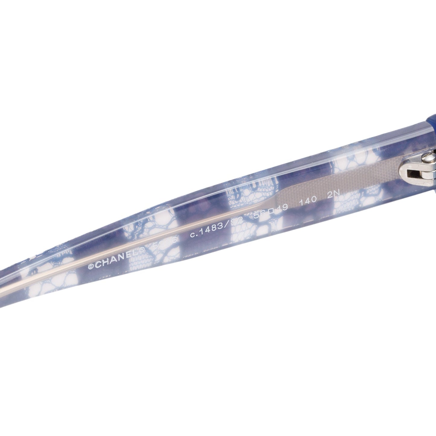 Chanel 5296 Blue Lace Accent Acetate CC Logo Sunglasses