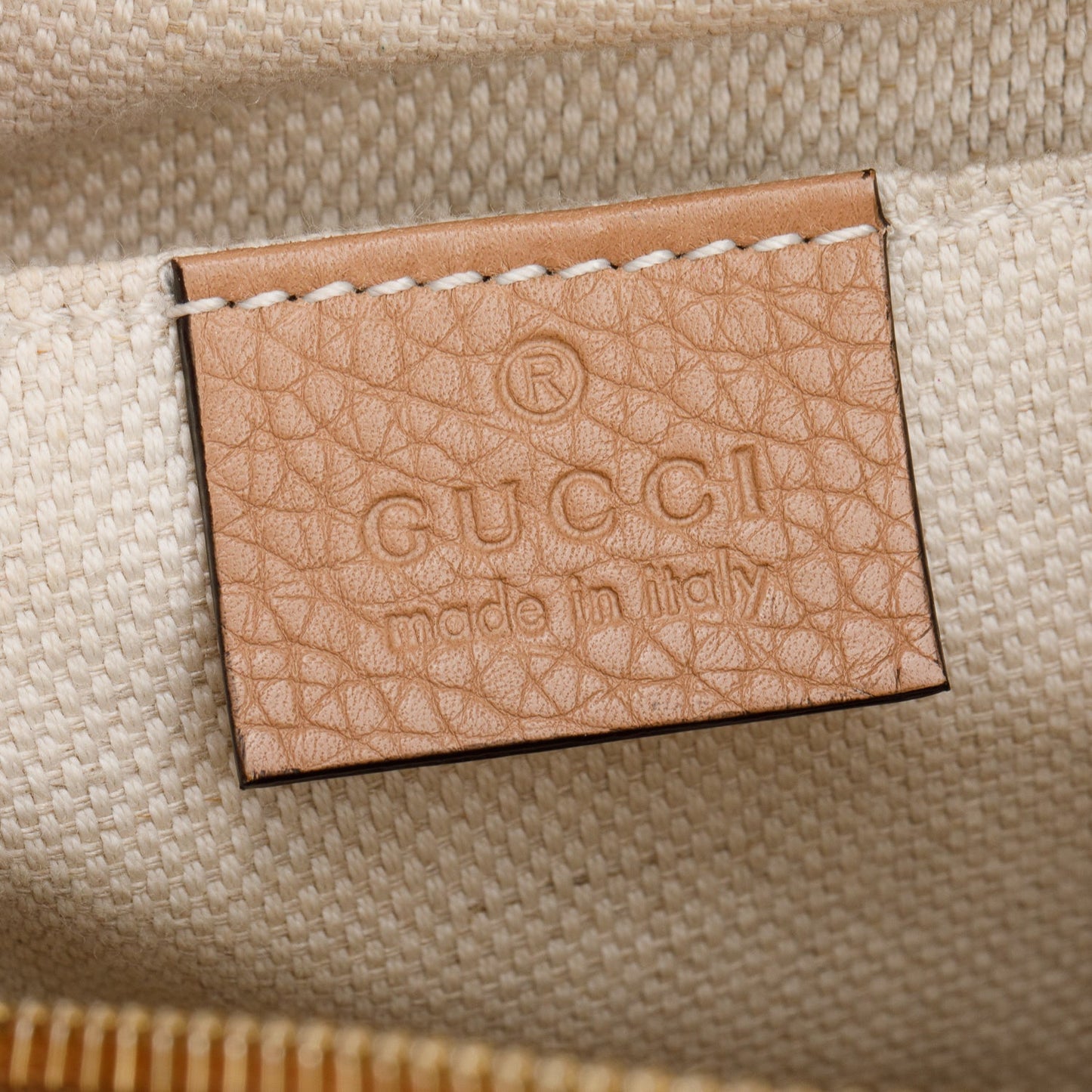 Gucci Beige Pebbled Calfskin Leather Small Soho Disco Bag