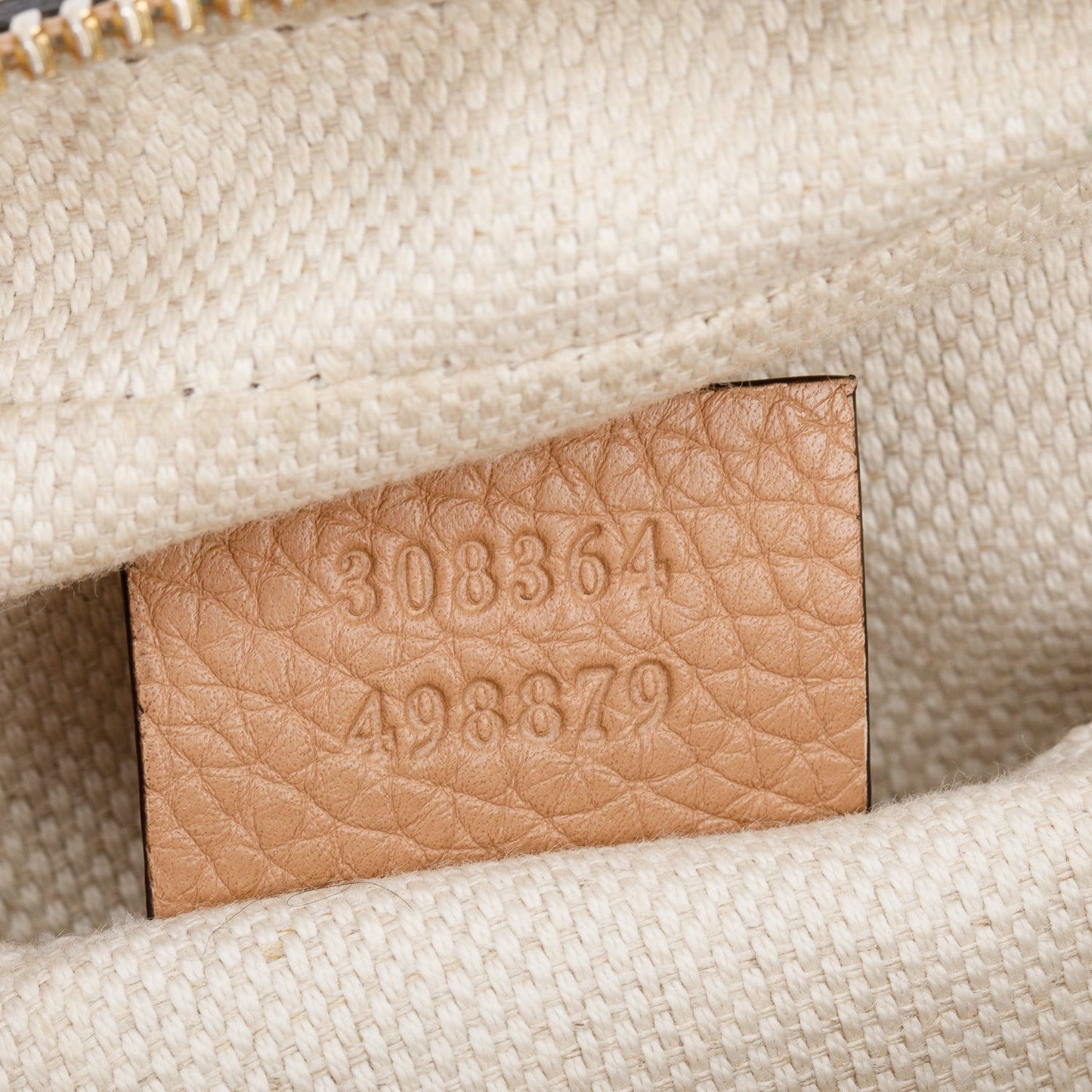 Gucci Beige Pebbled Calfskin Leather Small Soho Disco Bag