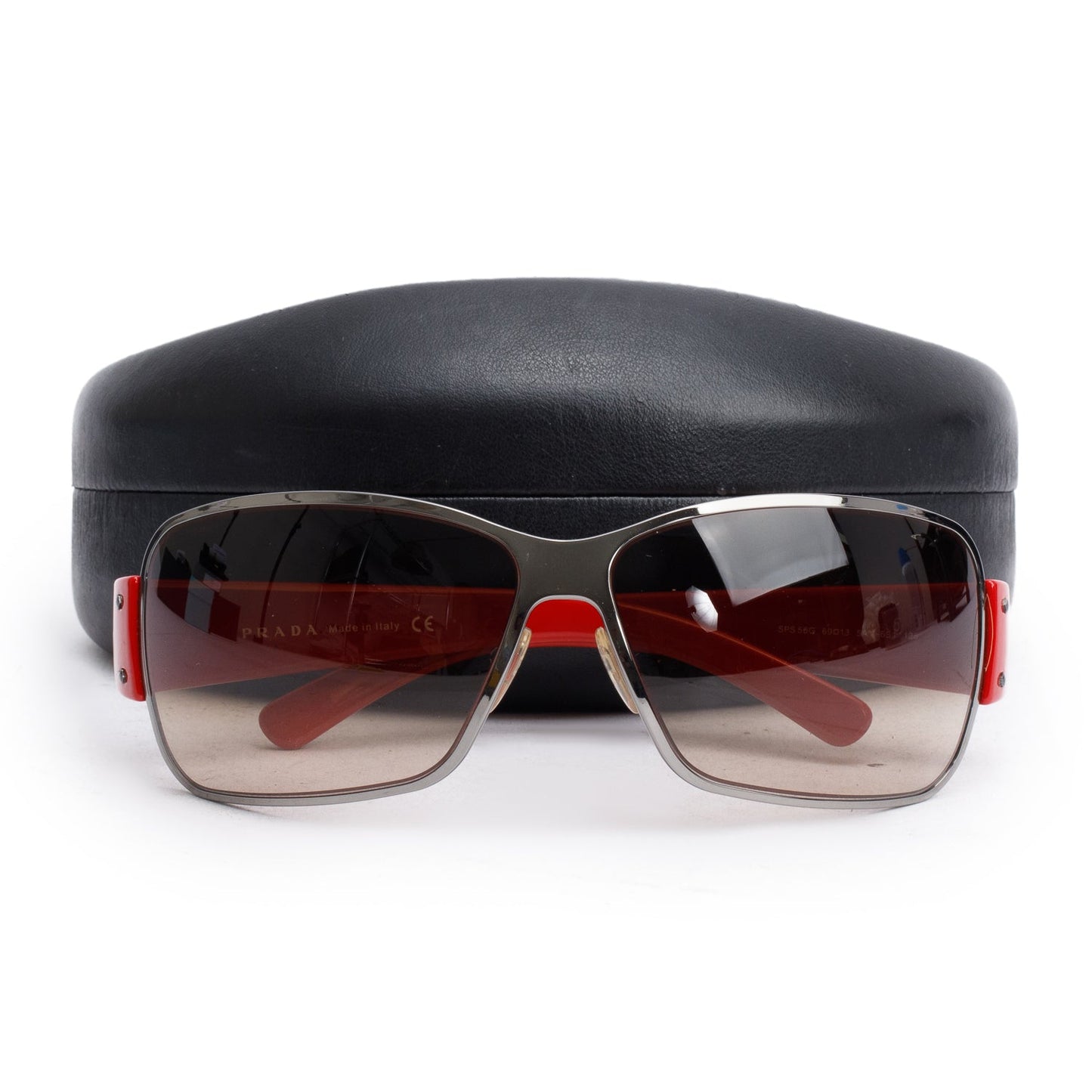 Prada SP 56G Red Acetate Linea Rosa Shield Sunglasses