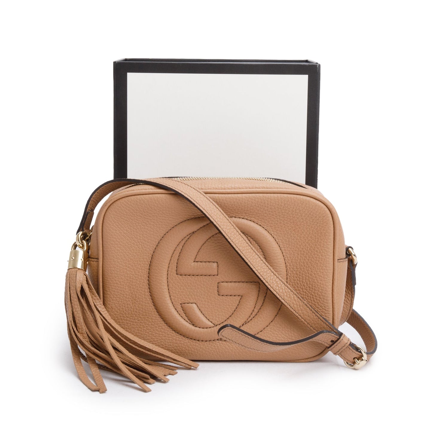 Gucci Beige Pebbled Calfskin Leather Small Soho Disco Bag