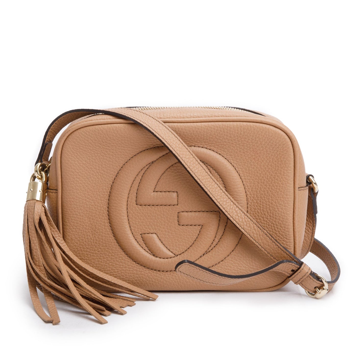 Gucci Beige Pebbled Calfskin Leather Small Soho Disco Bag