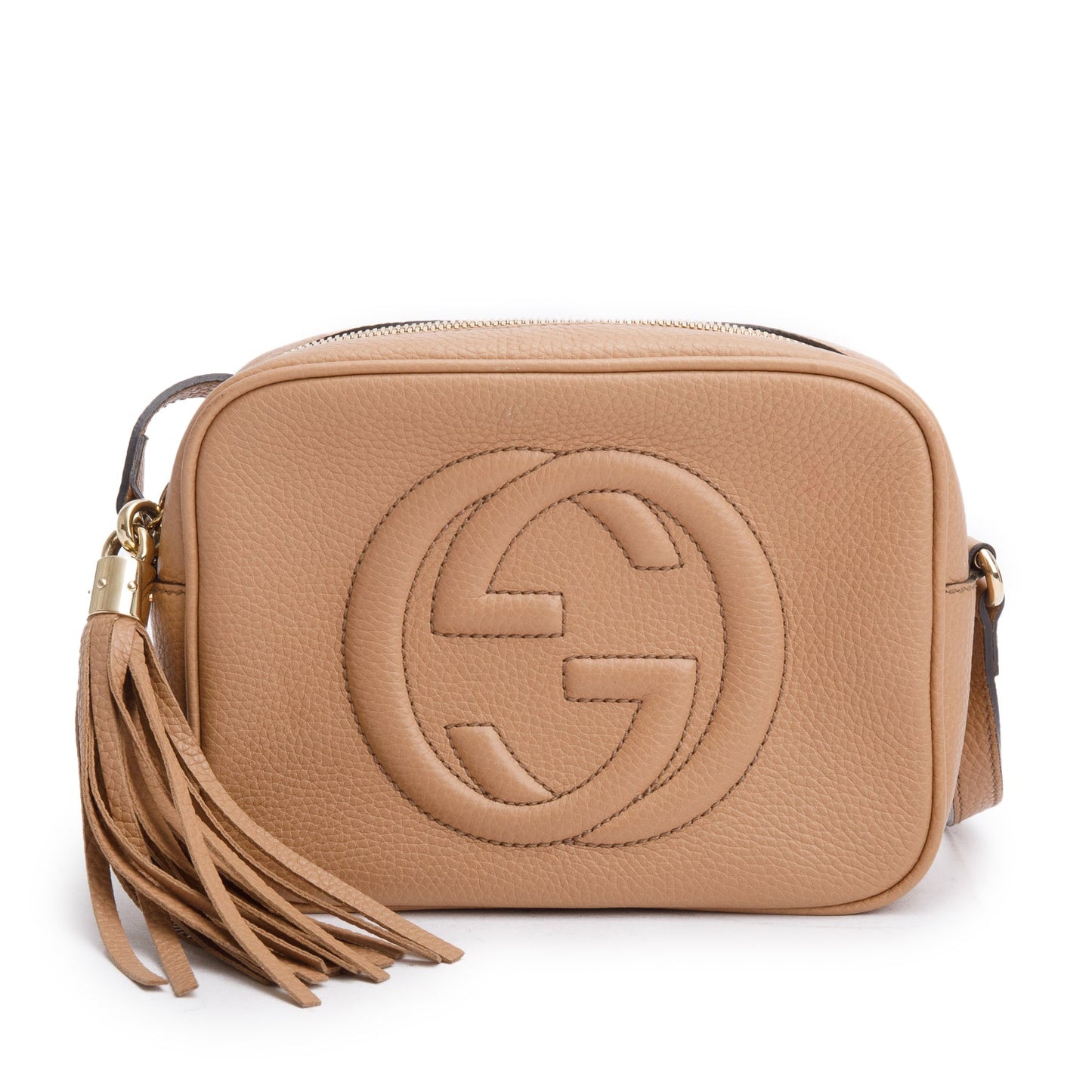 Gucci Beige Pebbled Calfskin Leather Small Soho Disco Bag