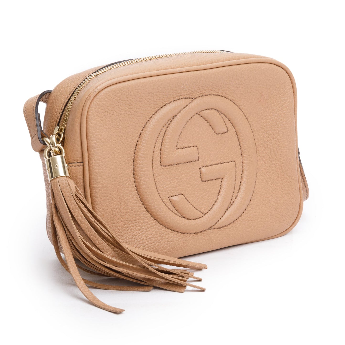 Gucci Beige Pebbled Calfskin Leather Small Soho Disco Bag