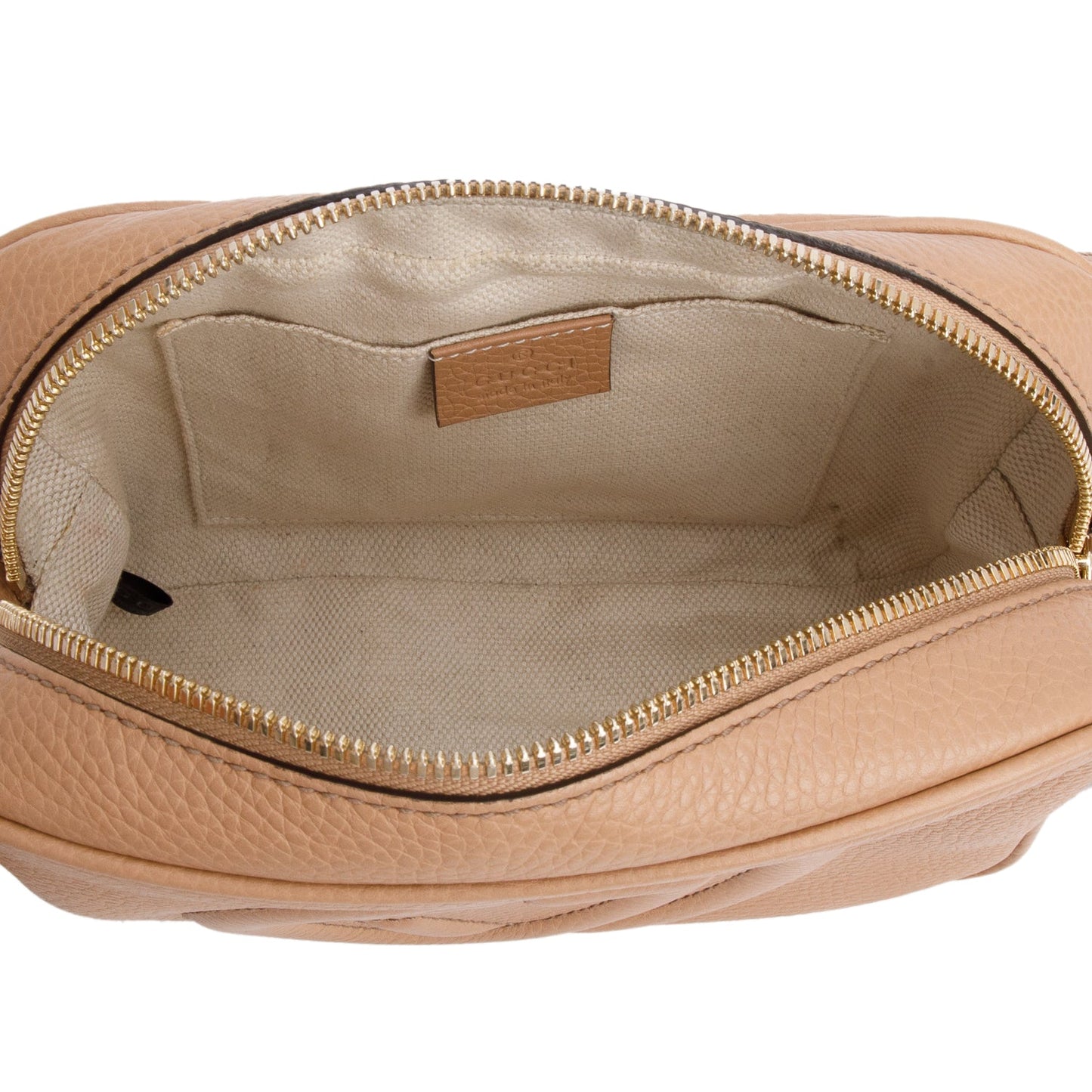 Gucci Beige Pebbled Calfskin Leather Small Soho Disco Bag