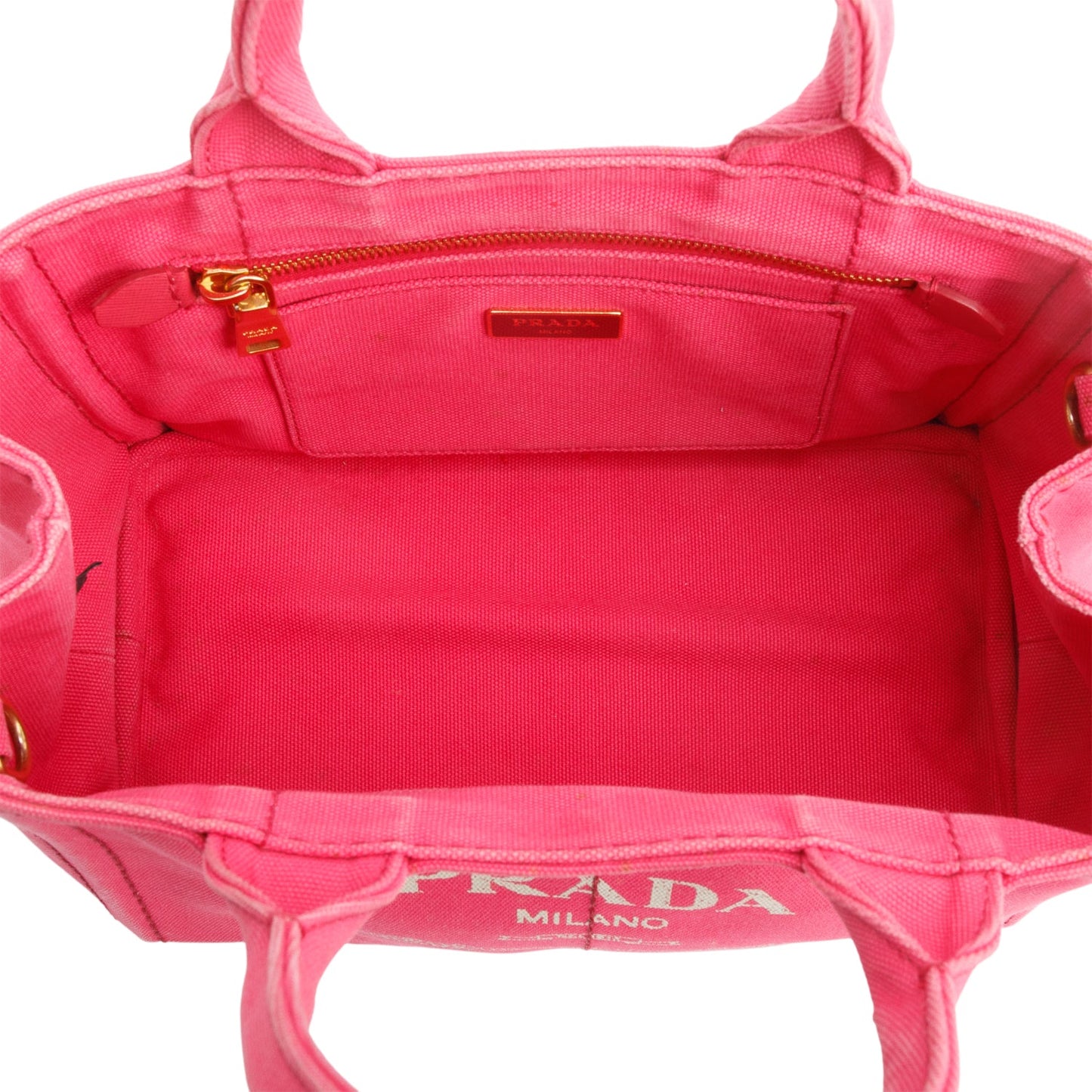 Prada Pink Canvas Small Canapa Logo Tote