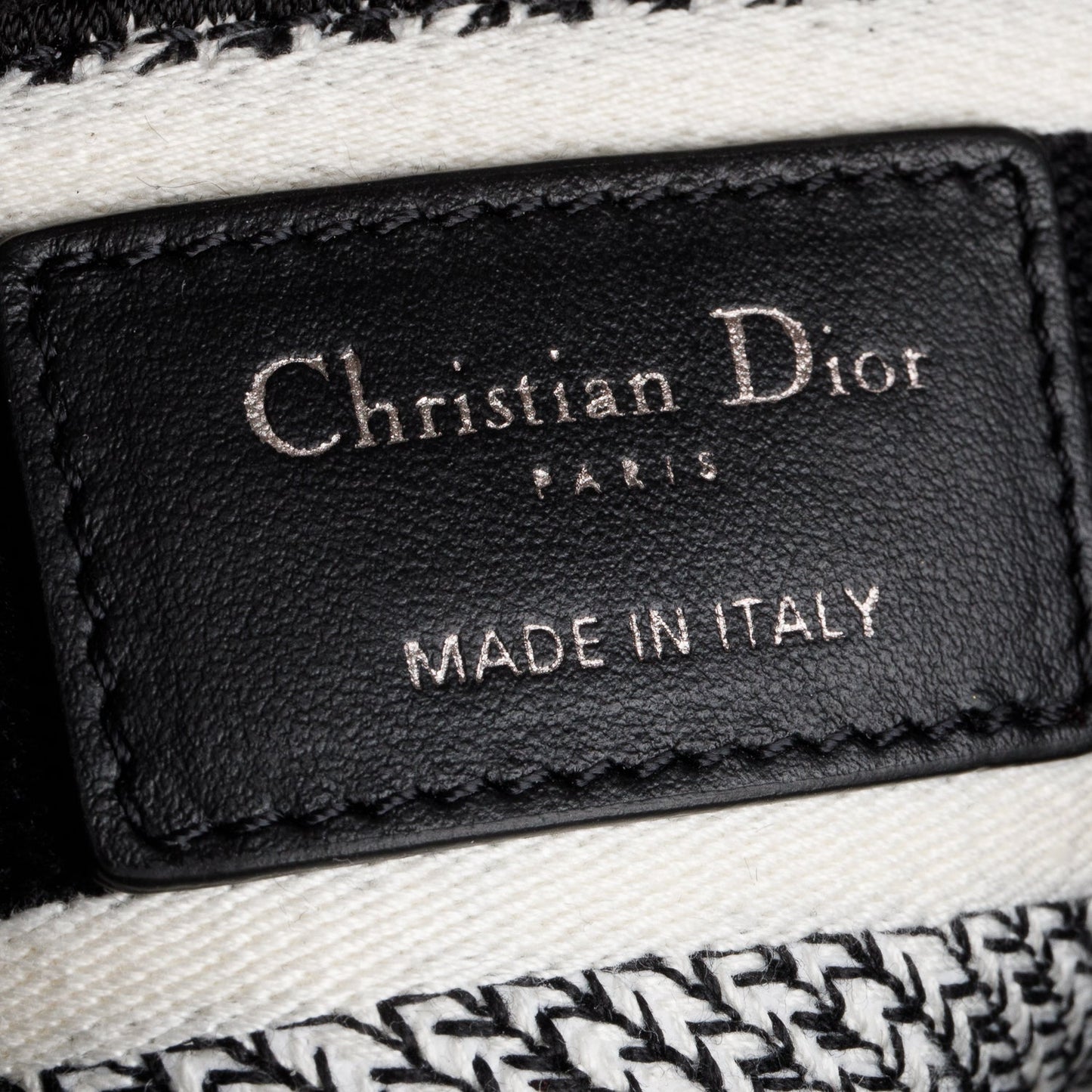 Christian Dior 2022 Black/White Houndstooth Canvas Mini Lady D-Lite Bag