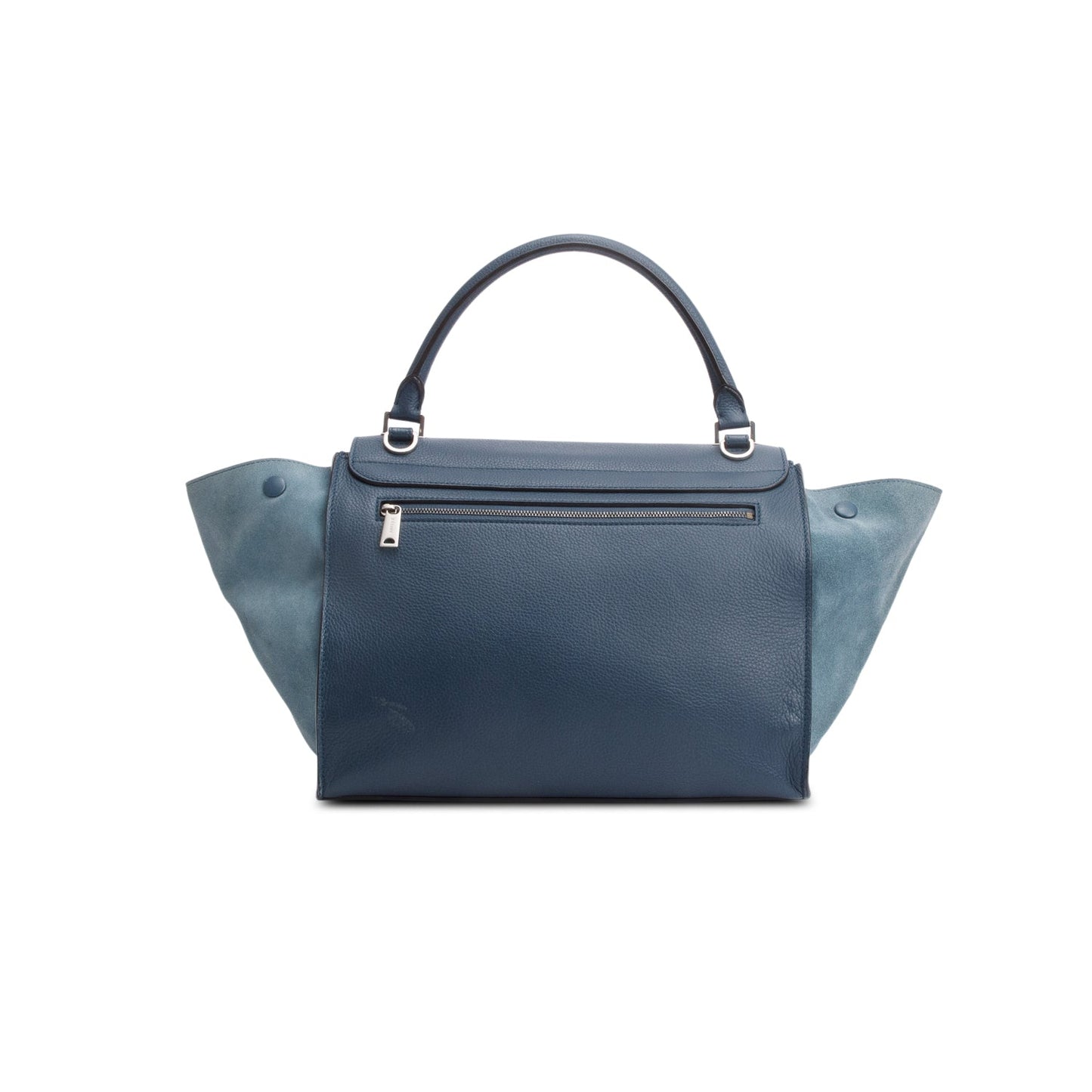 Celine Blue Calfskin Leather Suede Trim Medium Trapeze Bag