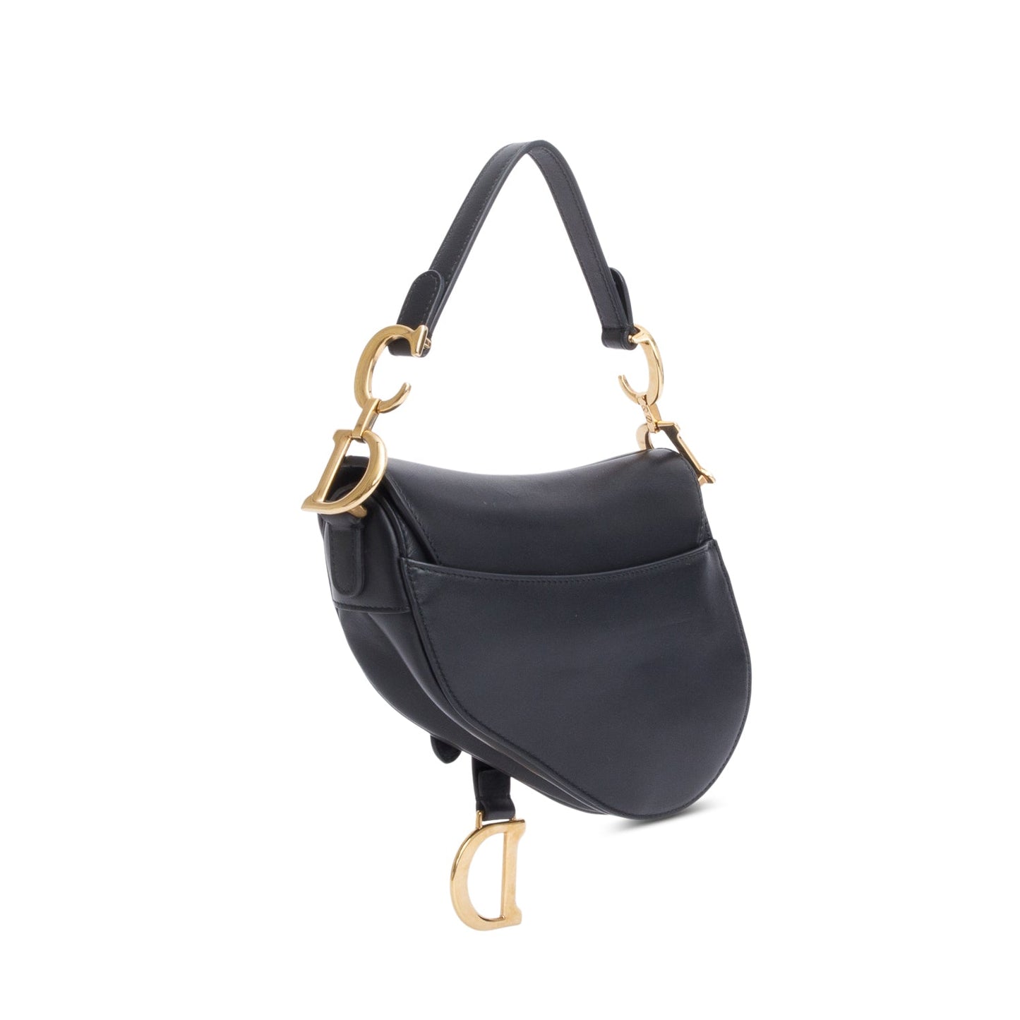 Christian Dior Black Calfskin Leather Mini Saddle Bag