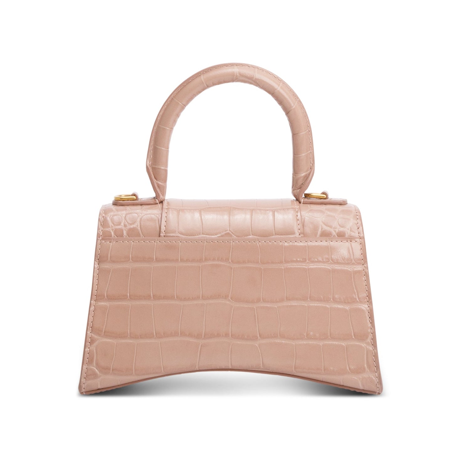 Balenciaga Beige Croc-Embossed Leather XS Hourglass Top Handle Bag