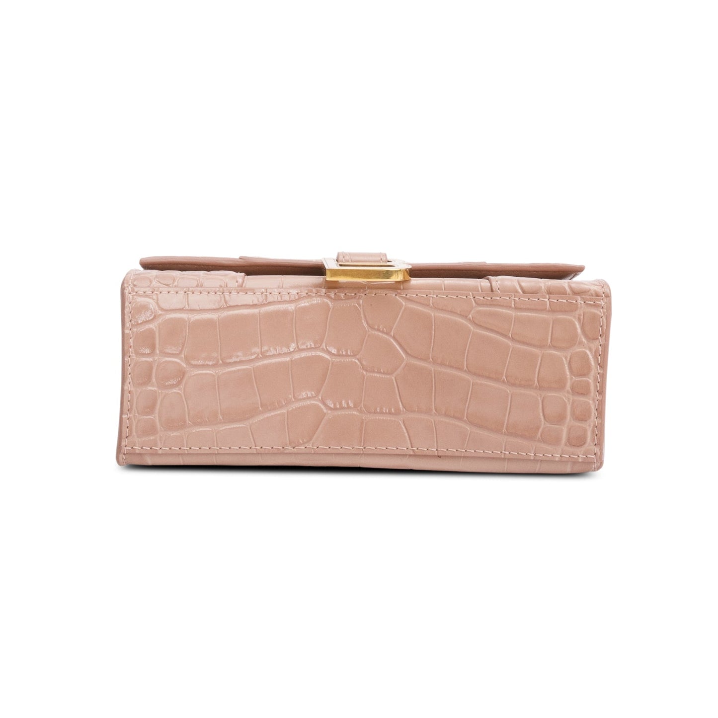 Balenciaga Beige Croc-Embossed Leather XS Hourglass Top Handle Bag
