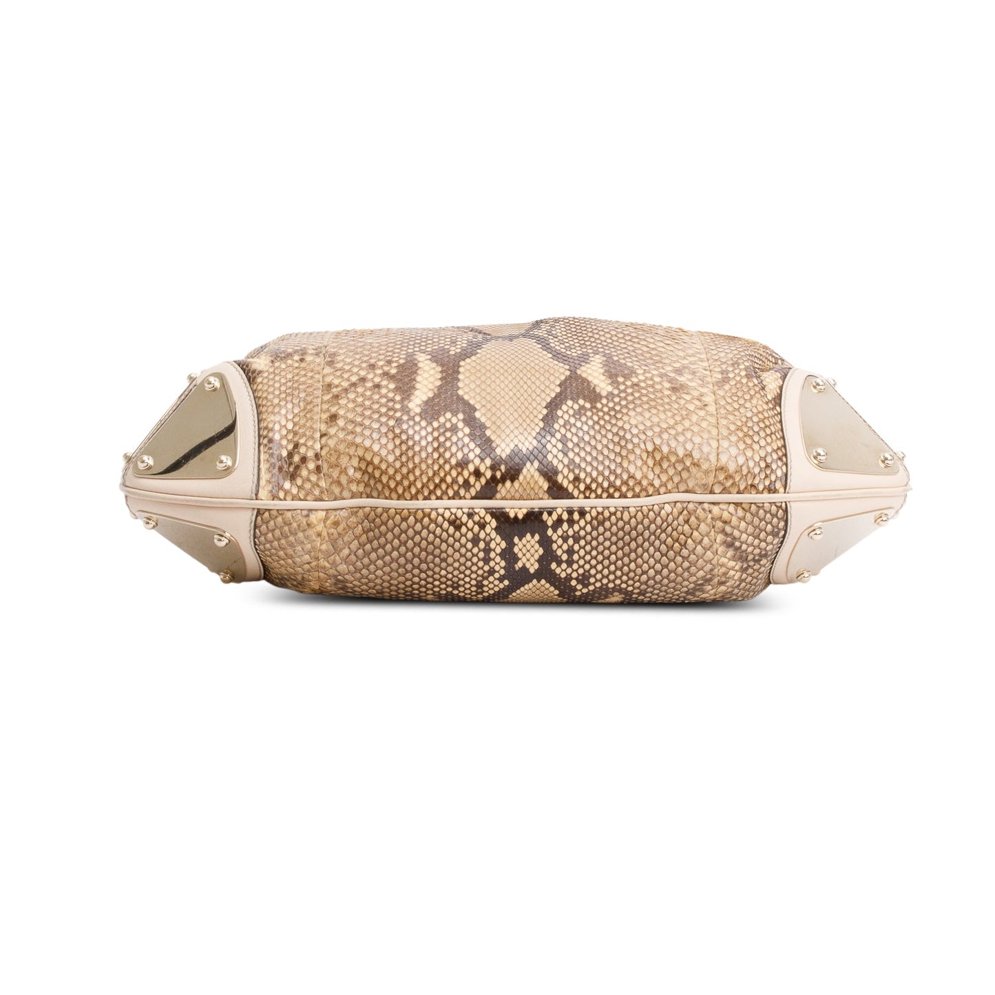 Gucci Beige Leather Trim Python Medium Indy Babouska Hobo
