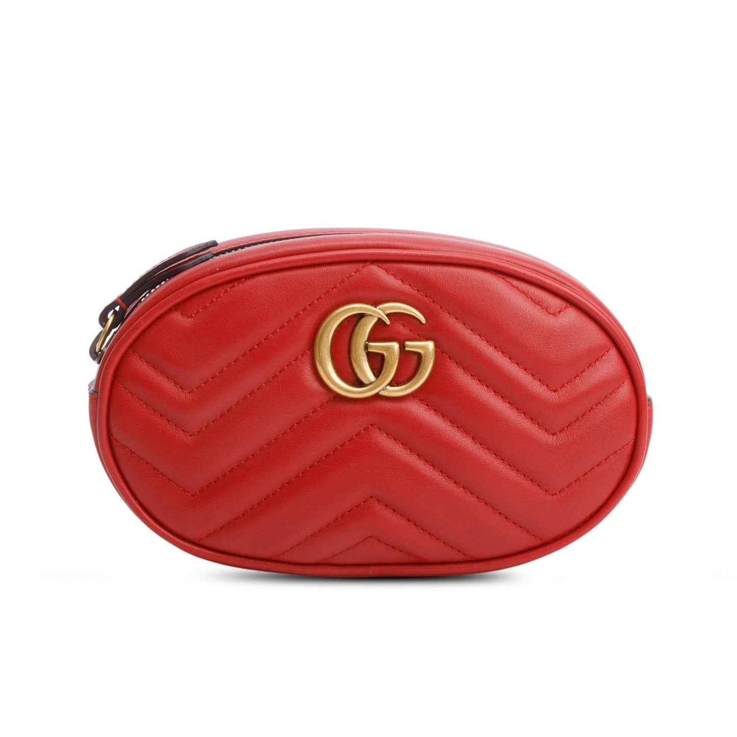 Gucci Red GG Marmont Matelasse Leather Belt Bag, Size 85