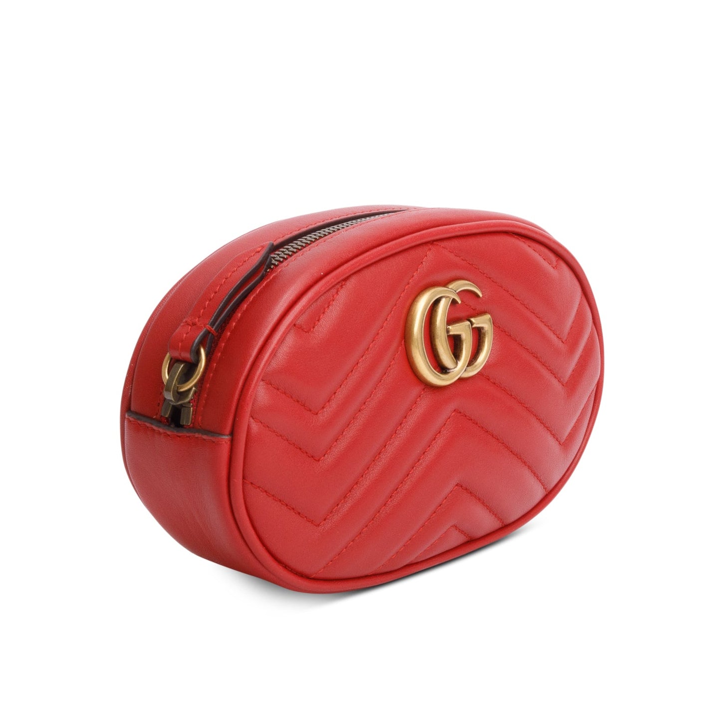 Gucci Red GG Marmont Matelasse Leather Belt Bag, Size 85