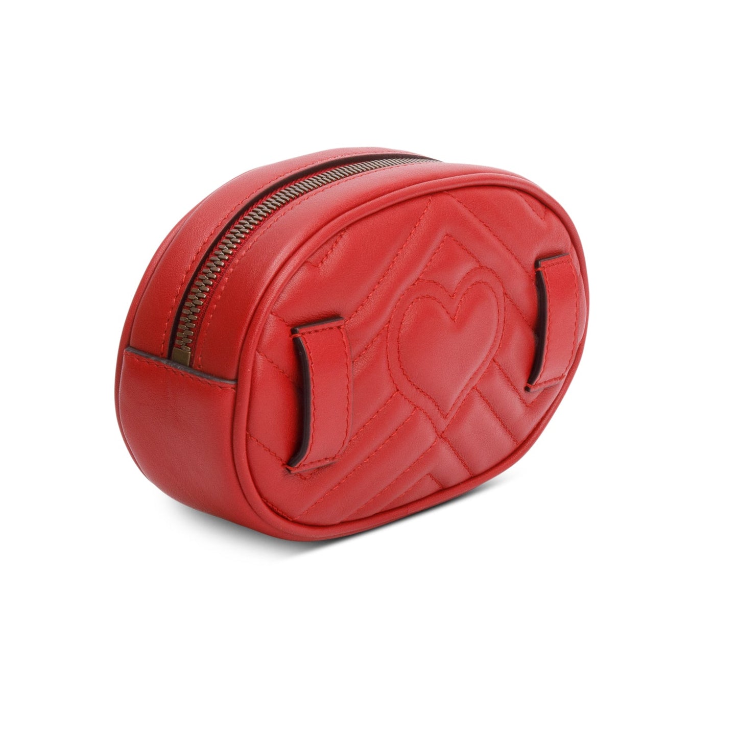 Gucci Red GG Marmont Matelasse Leather Belt Bag, Size 85