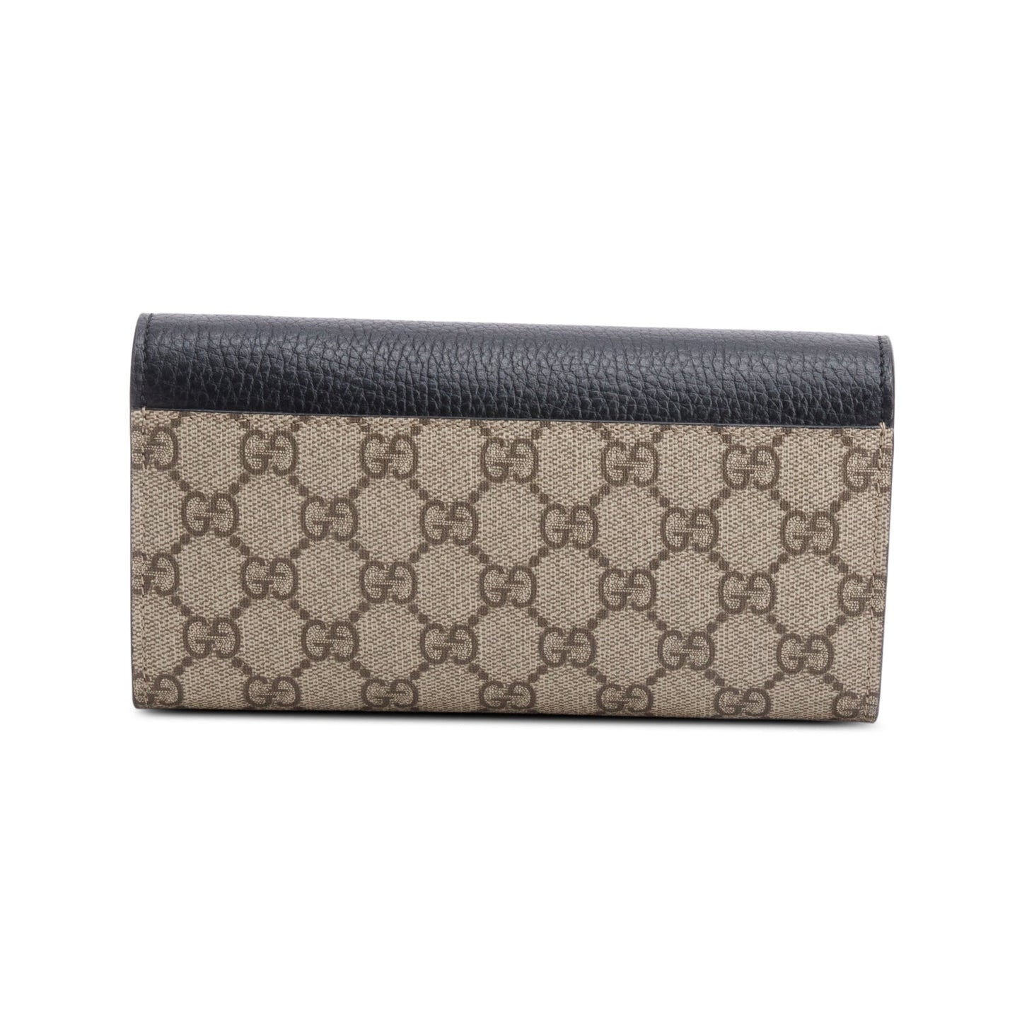 Gucci Black Calfskin Leather GG Supreme Marmont Bi-Color Wallet On Chain