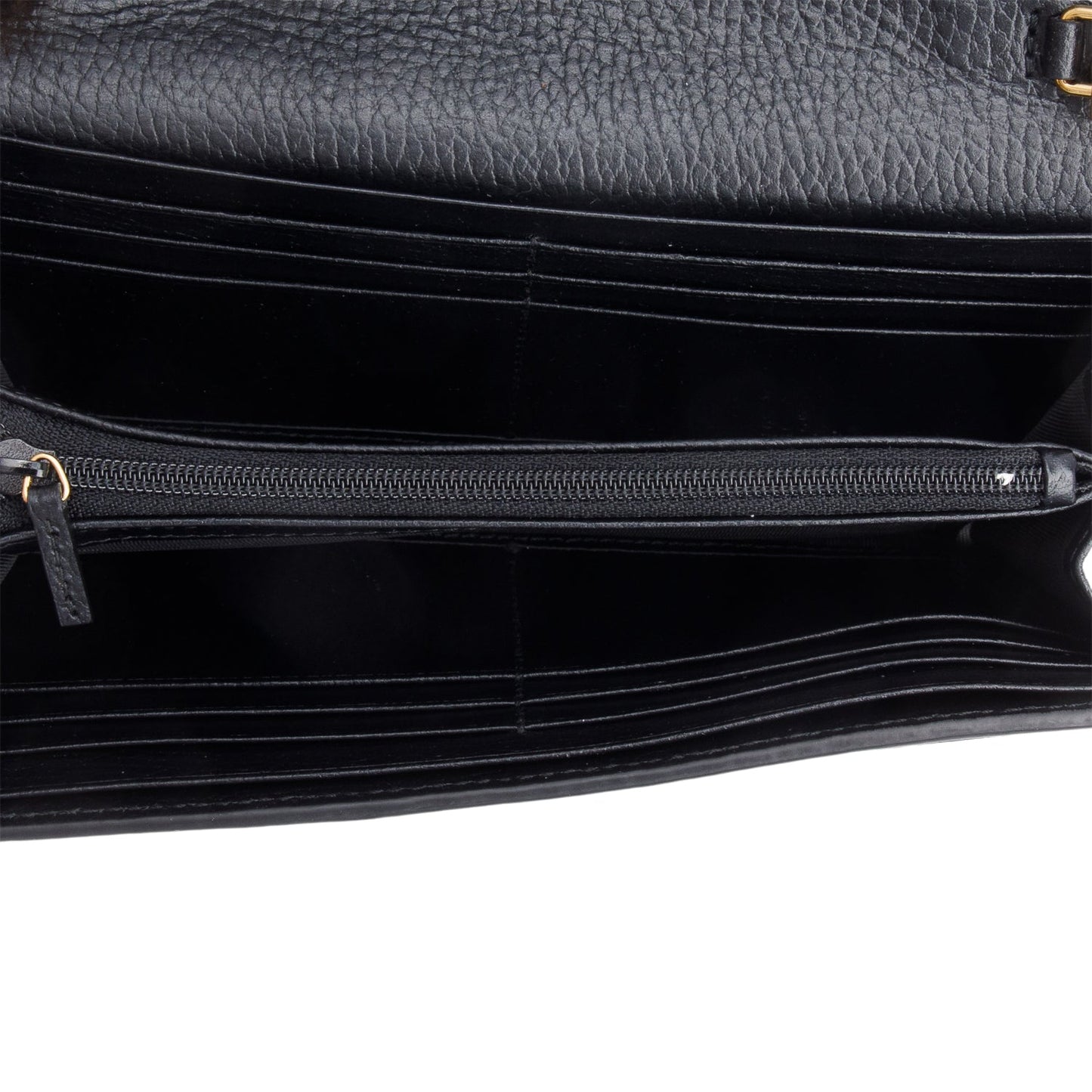 Gucci Black Calfskin Leather GG Supreme Marmont Bi-Color Wallet On Chain