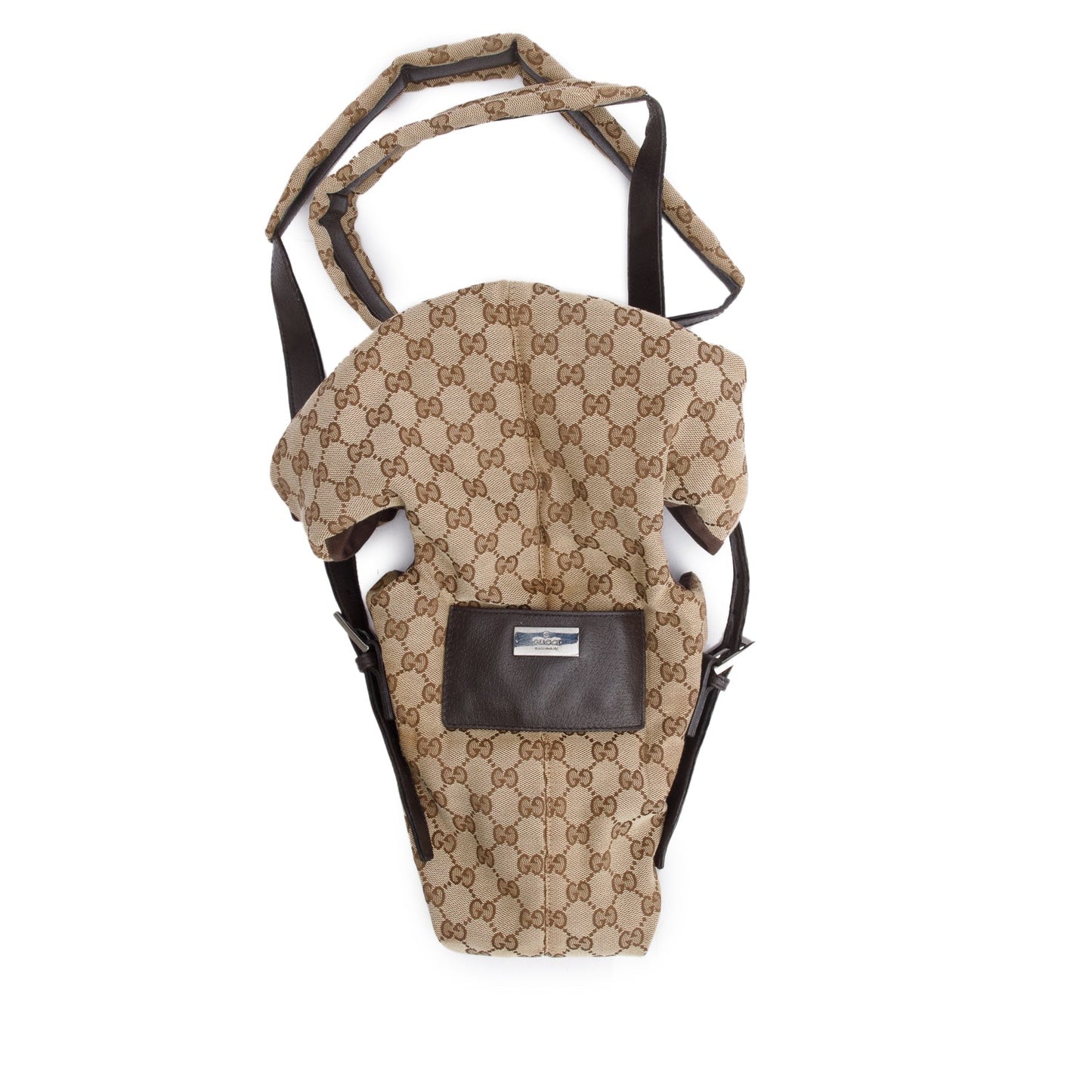 Gucci Brown Leather Trim GG Canvas Baby Carrier