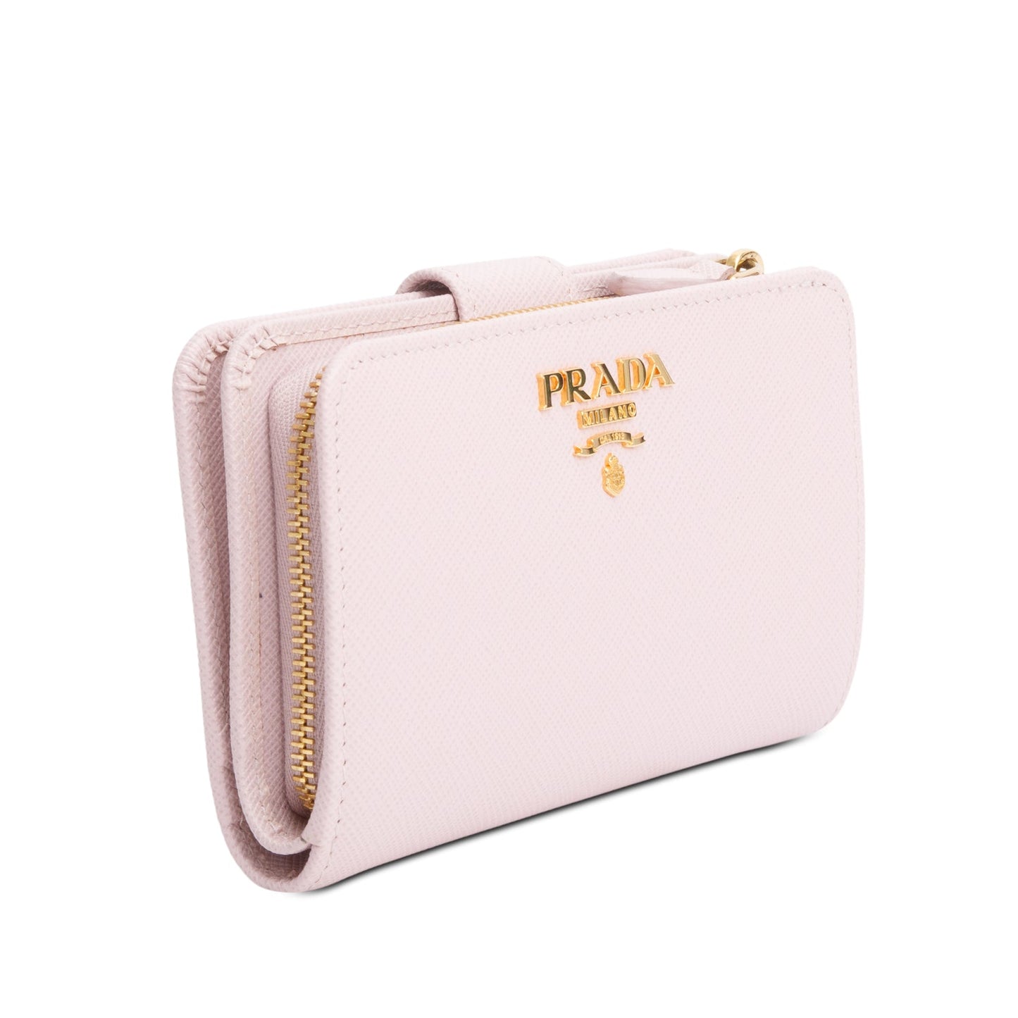 Prada Pink Saffiano Metal Compact Wallet